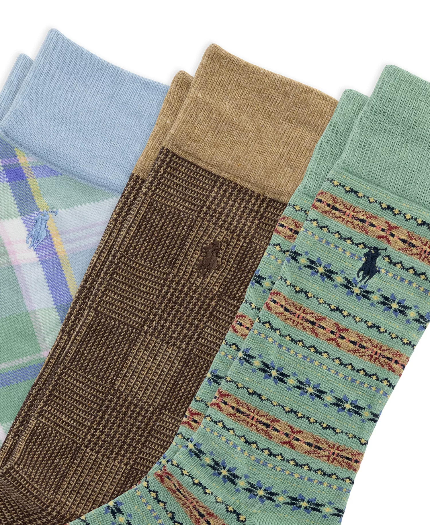 Men's Printed Crew Socks, 3-Pack - Loden - 10-13