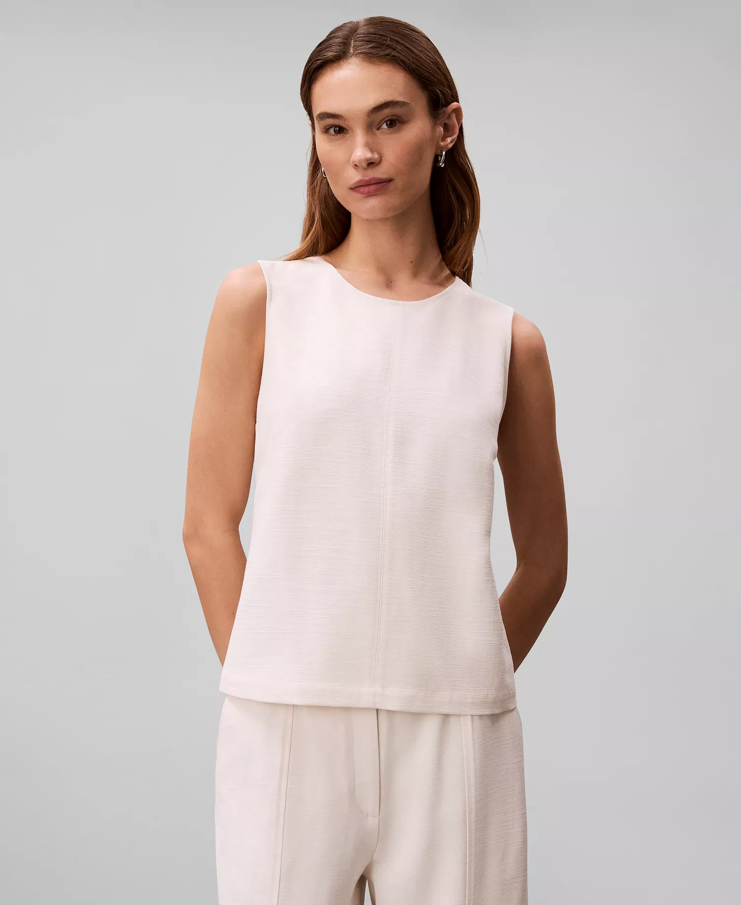 Women's Textured Sleeveless Top - Tofu - 10