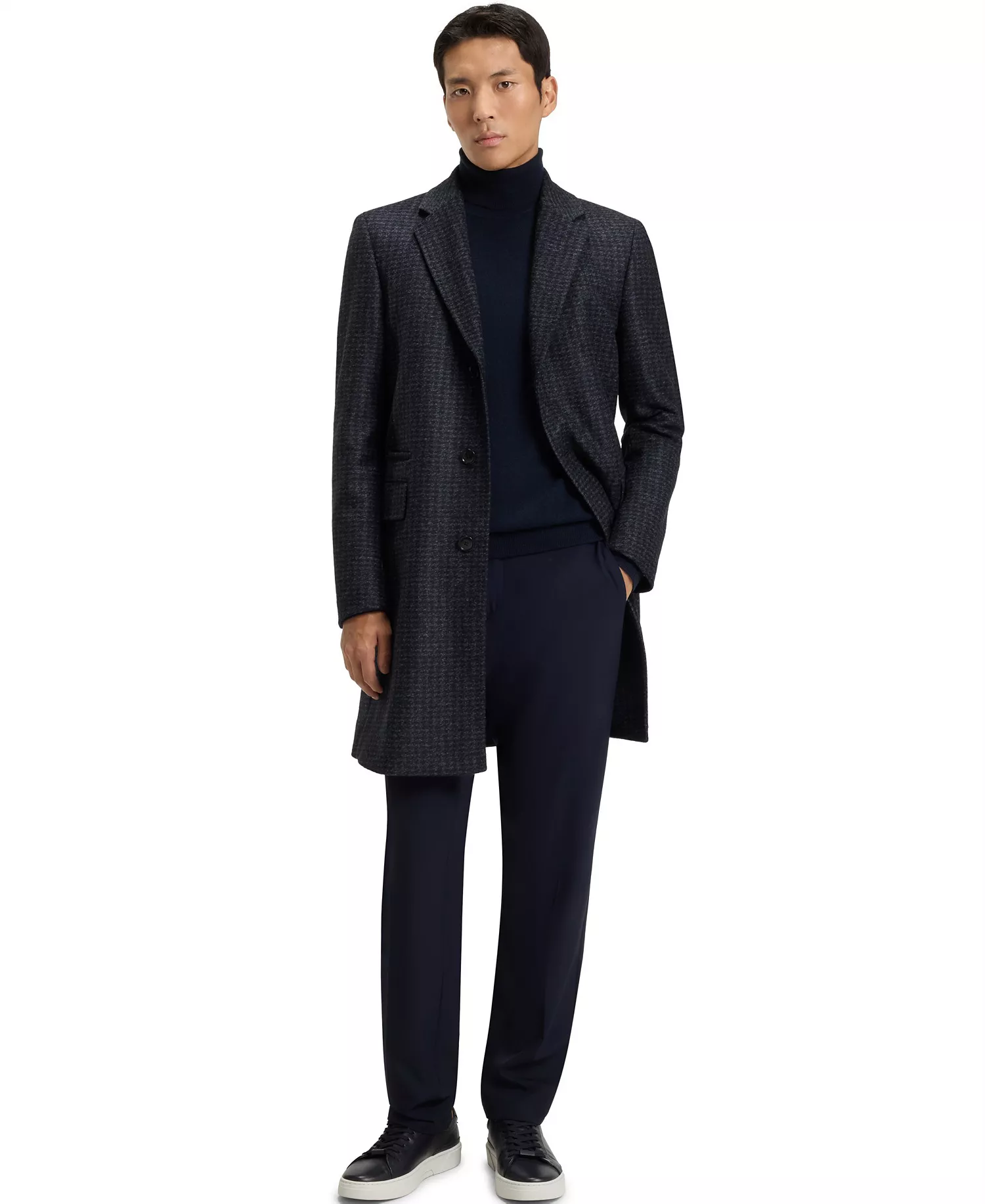 Men's Detachable Slim-Fit Coat - Dark Blue - 34R