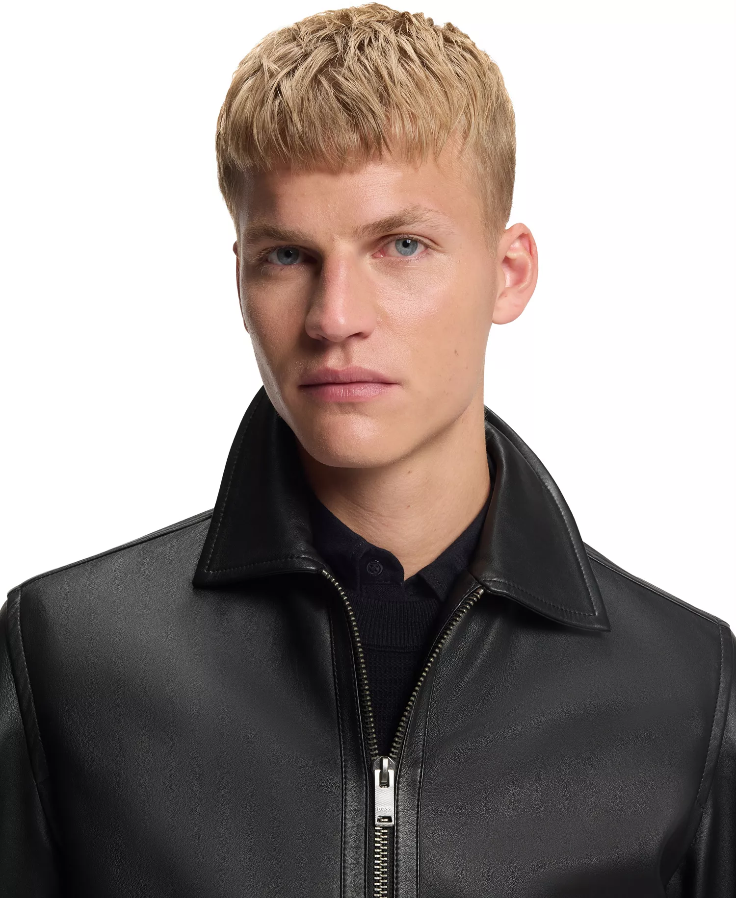 Men's Nappa Leather Regular-Fit Jacket - Black - 38R