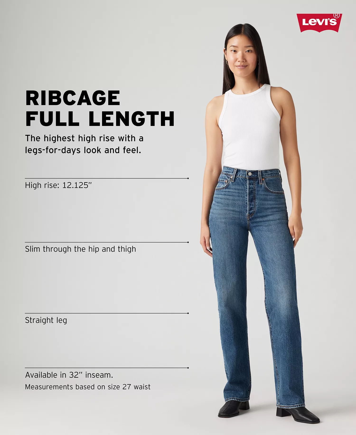 Women's Ribcage High-Rise Straight-Leg Jeans - Get Organic - 24