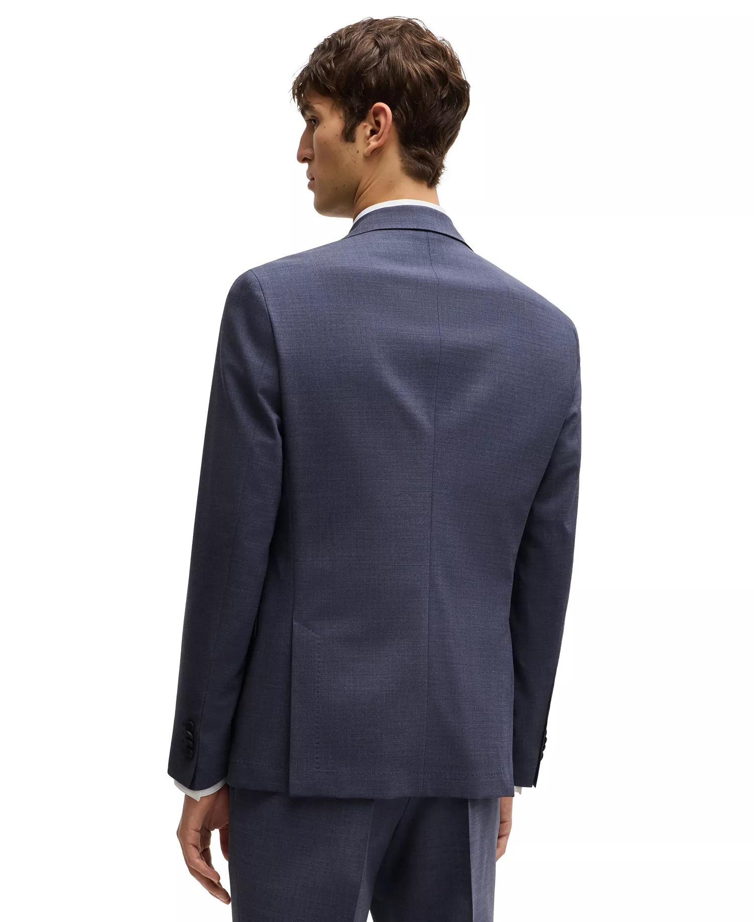 Men's Micro-Patterned Performance-Stretch Slim-Fit Suit - Open Blue - 36R