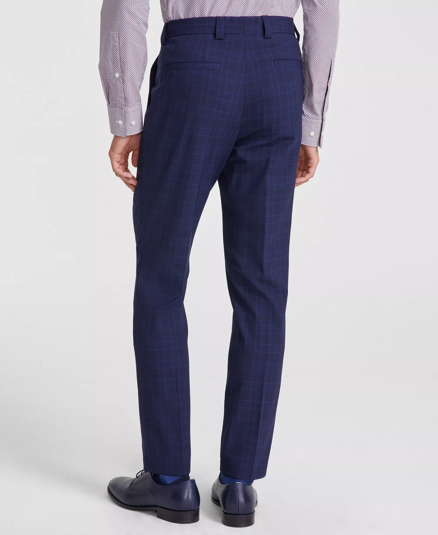 Men's Modern-Fit Wool Suit Pants - CLOSE OUT! - Blue Plaid - 34R