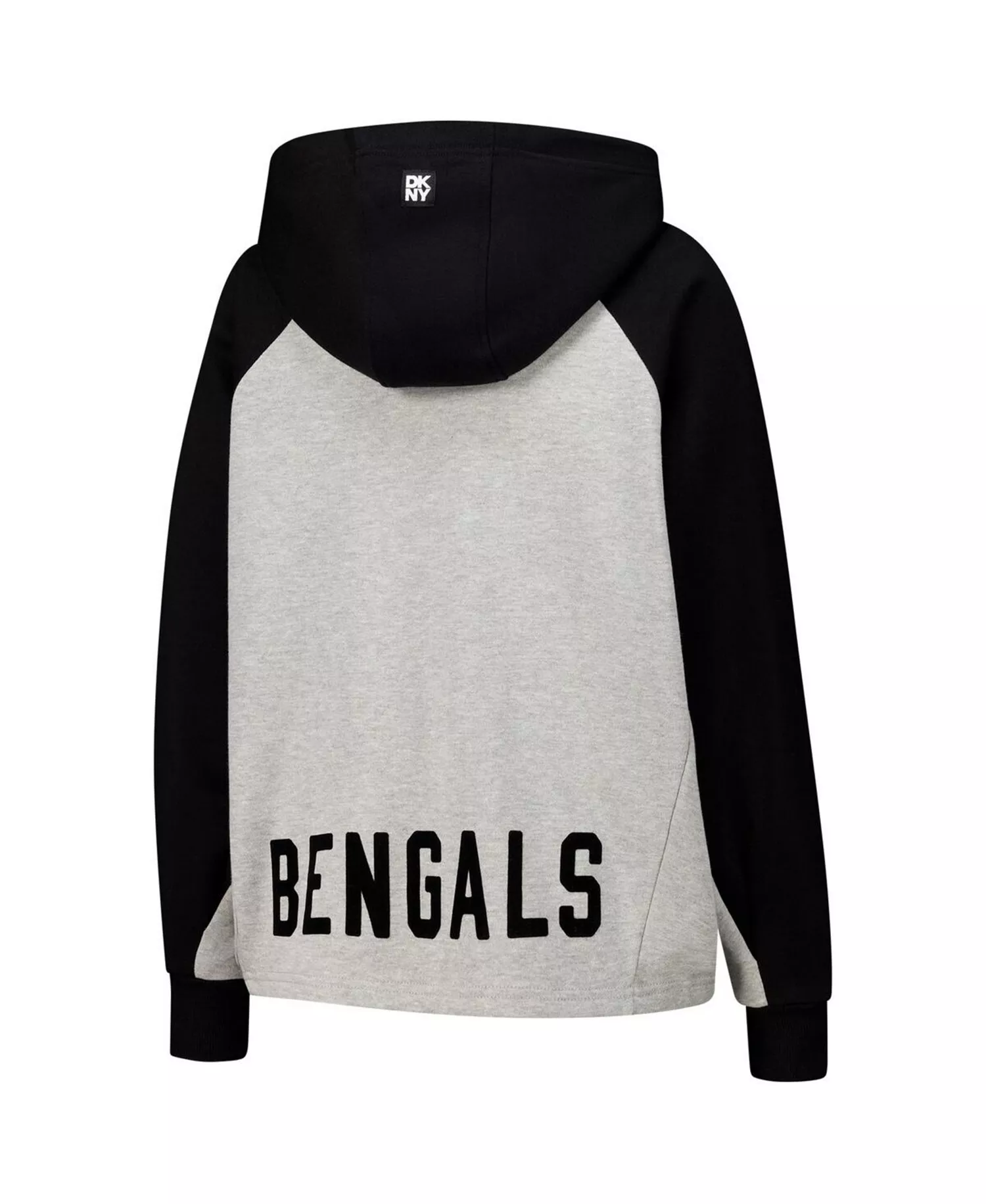 Women's Gray/Black Cincinnati Bengals Joy Cropped Raglan Pullover Hoodie - Gray, Black - L