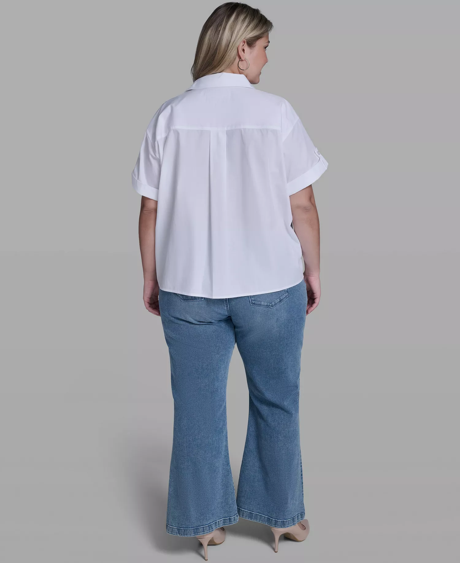 Plus Size Floral Short-Sleeve Top - White - 0X