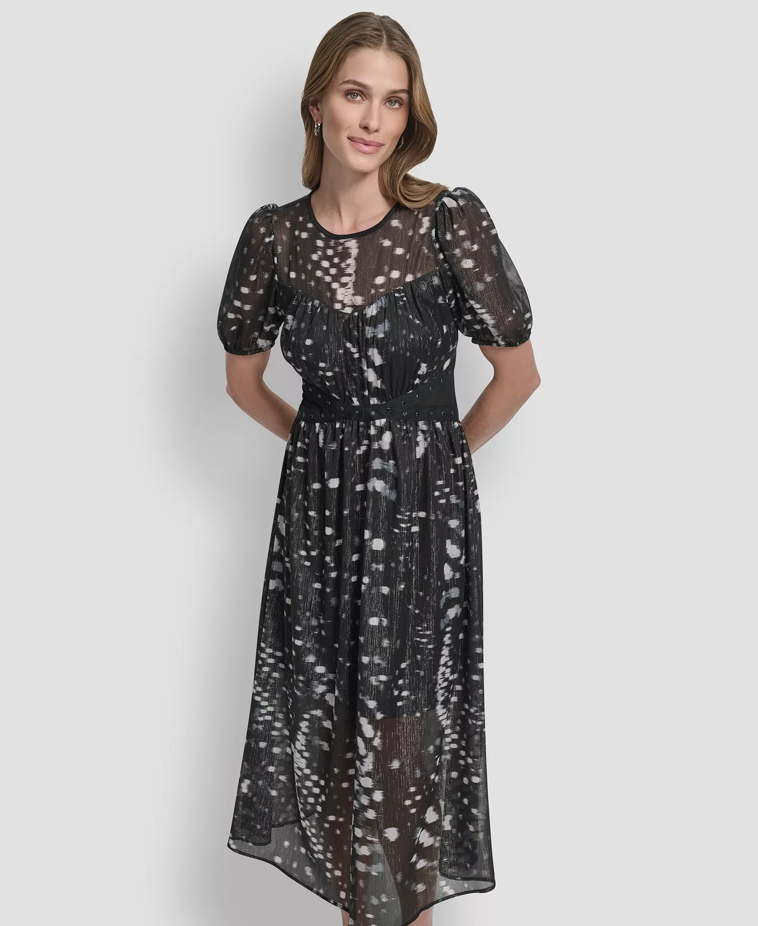 Women's Crinkle Detail Fit and Flare Midi Dress - Reflected Lights - 2