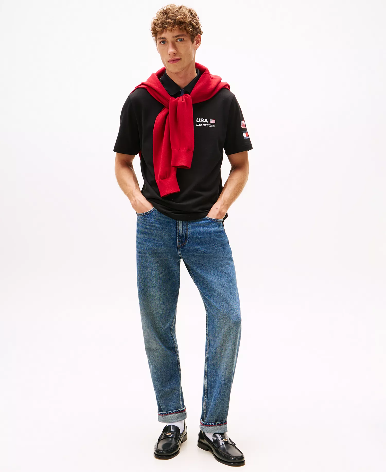 Men's Tommy x U.S. SailGP Team Short Sleeve Tech Polo Shirt - Black - S