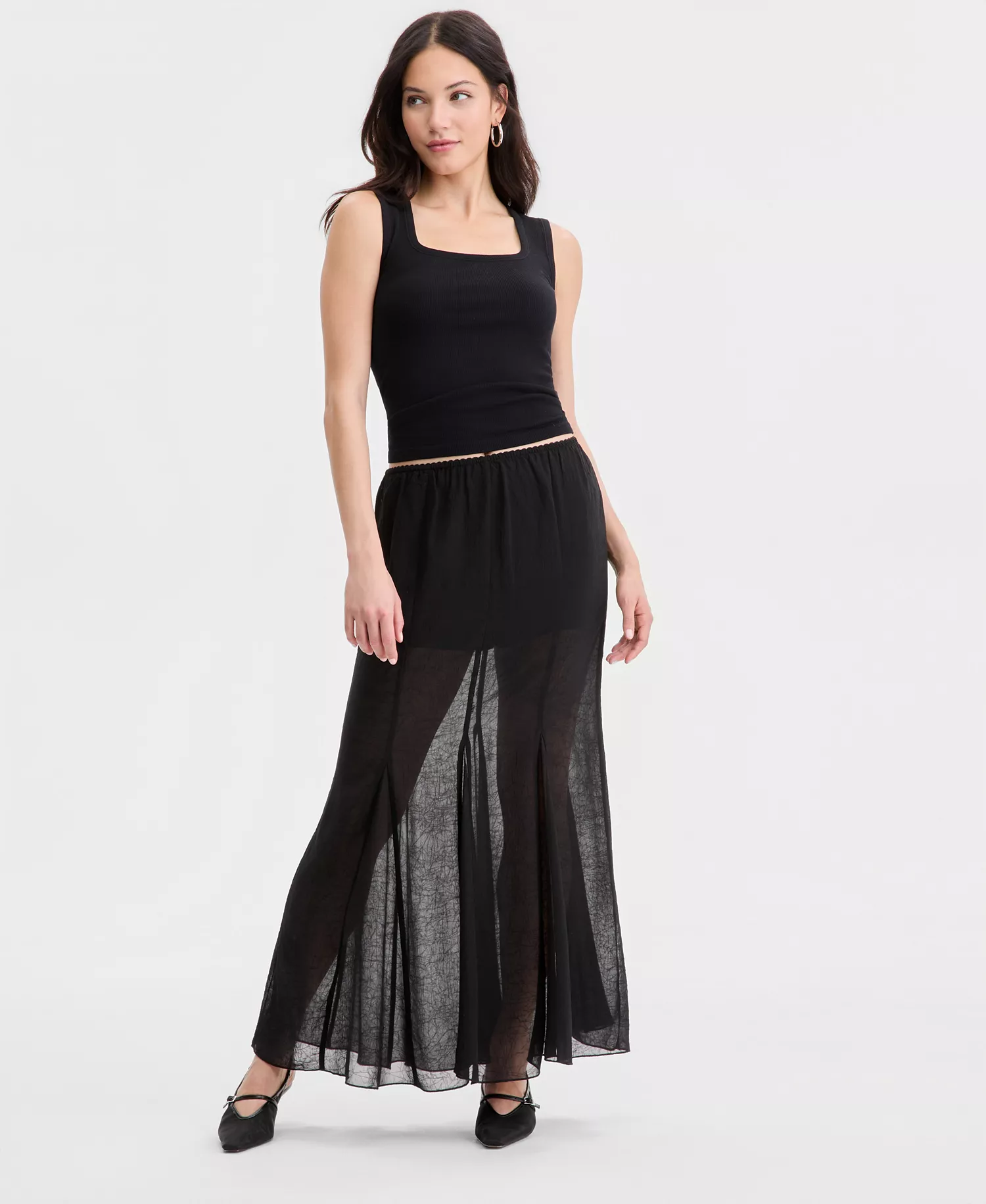 Women's Godet Maxi Skirt, Macy's Exclusive - Deep Black - L