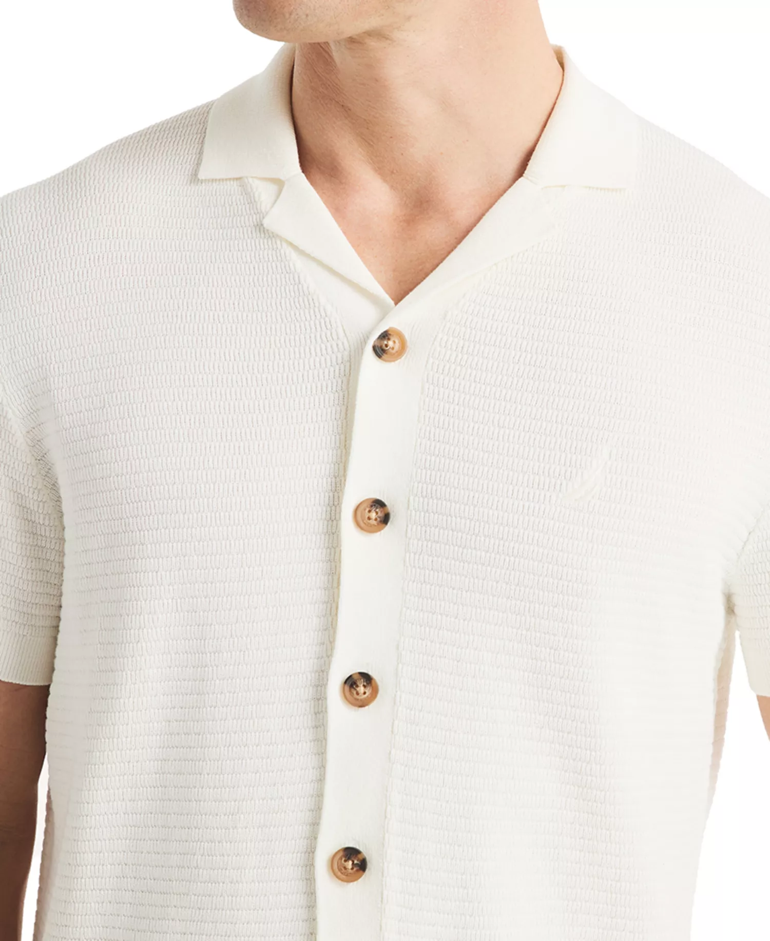 Men's Short Sleeve Button-Front Camp Sweater - Sail White - S