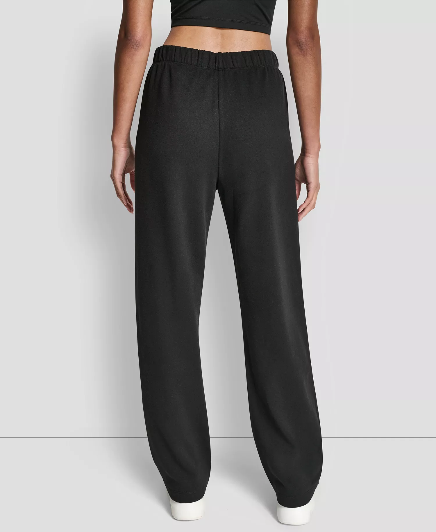 Women's Flocked Logo Boyfriend Open Leg Pants - Black - L
