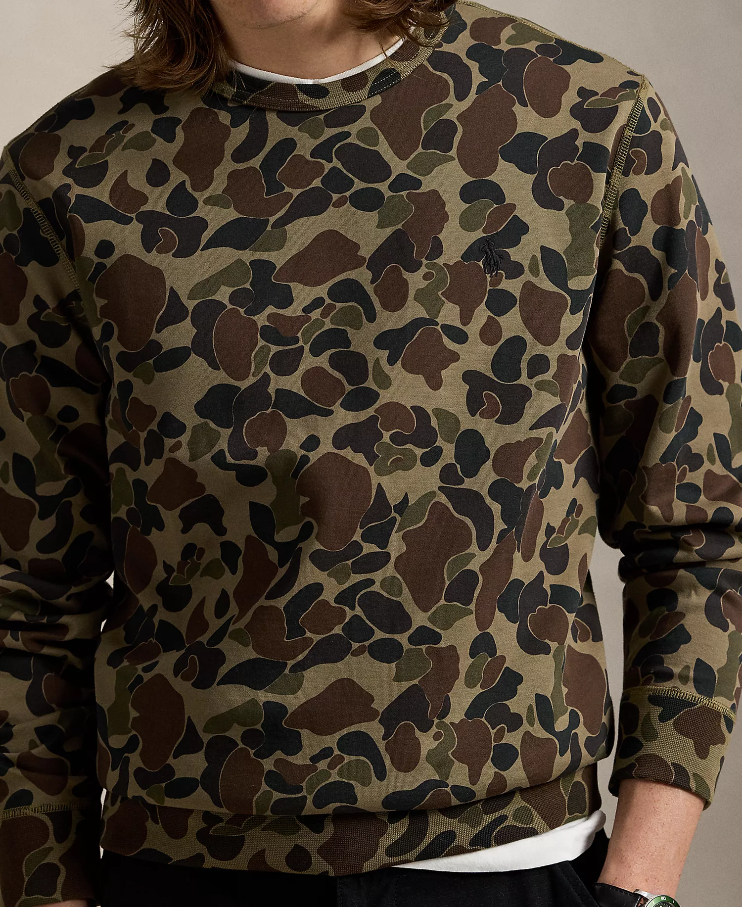 Men's Camo Double-Knit Sweatshirt - Outdoorsman Camo - XS