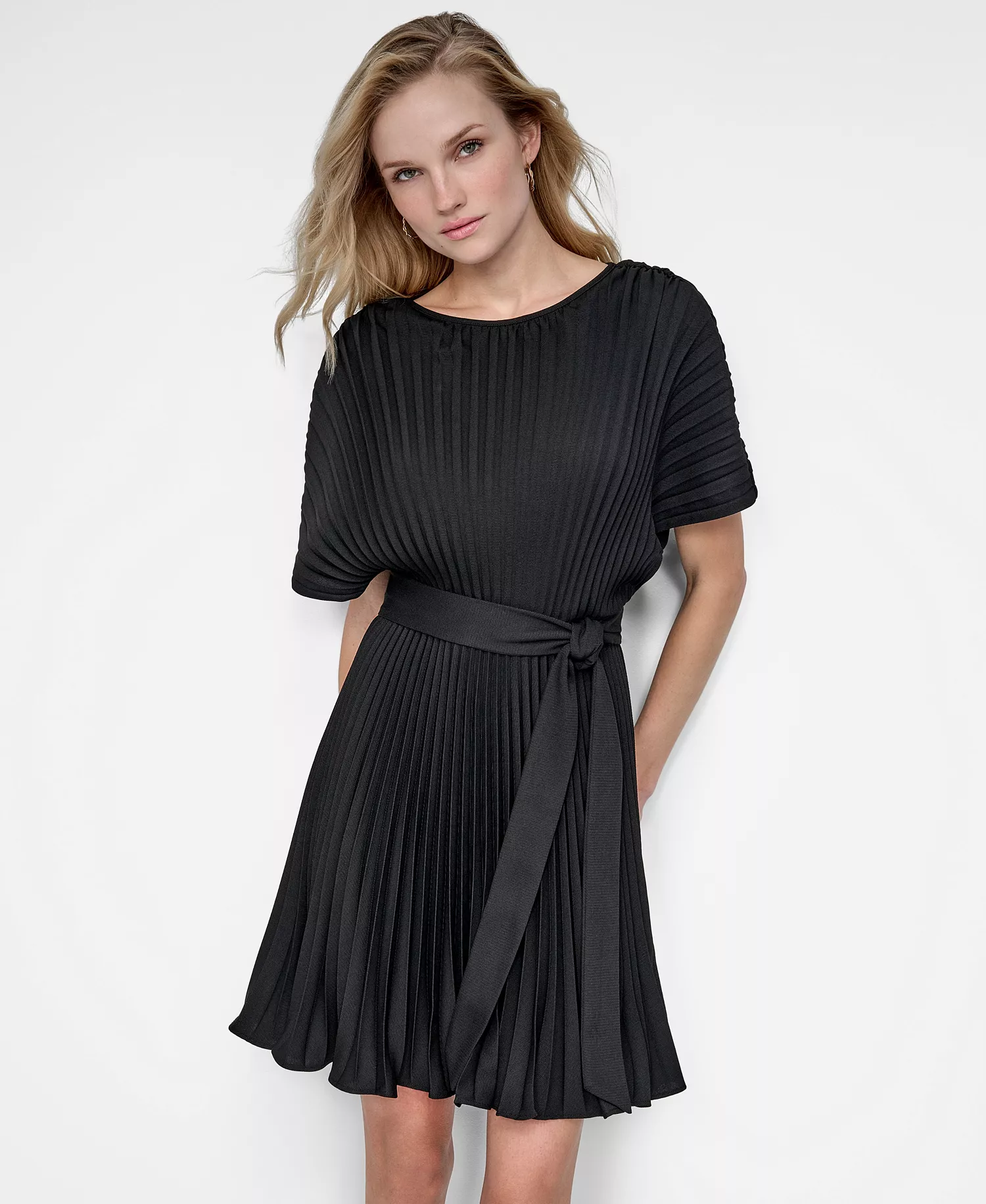 Women's Sunburst Pleated Fit & Flare Dress - Black - 10