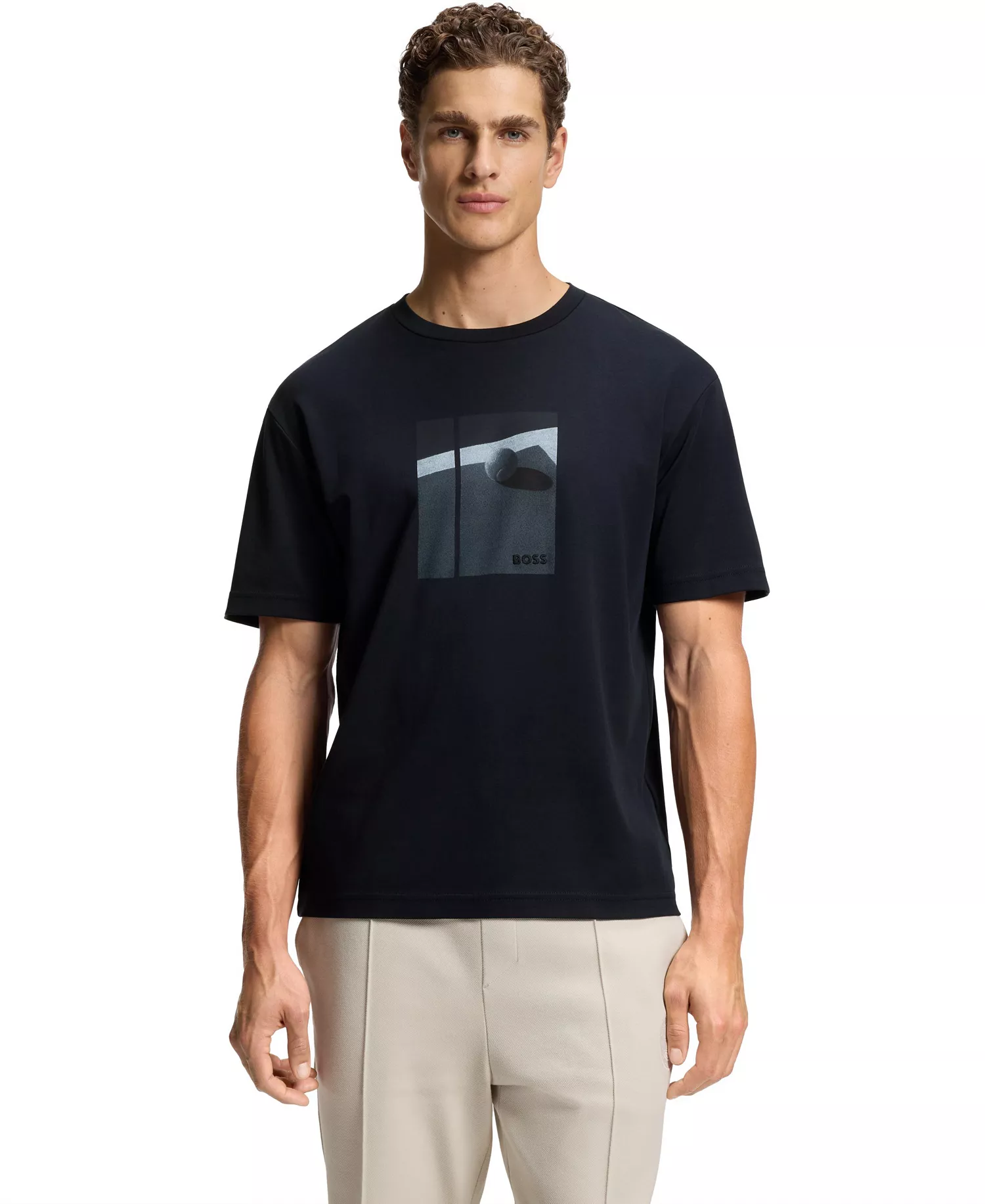 Men's Tennis Artwork Pima-Cotton T-Shirt - Dark Blue - L