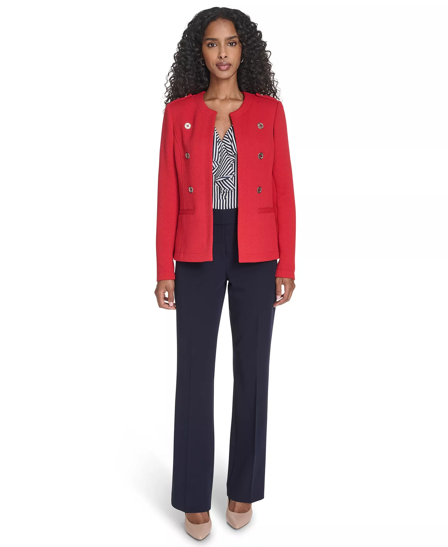Women's Twill Jacquard Band Jacket - Scarlet - M