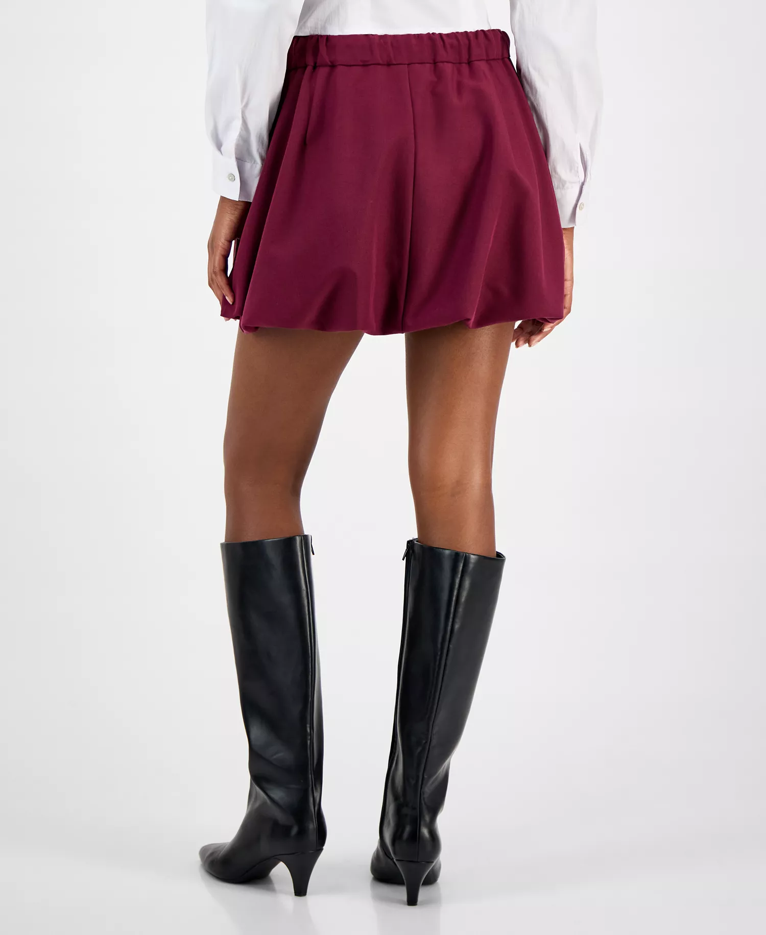 Women's Tie-Waist Bubble-Hem Mini Skirt, Macy's Exclusive - Dried Berry - 2XL