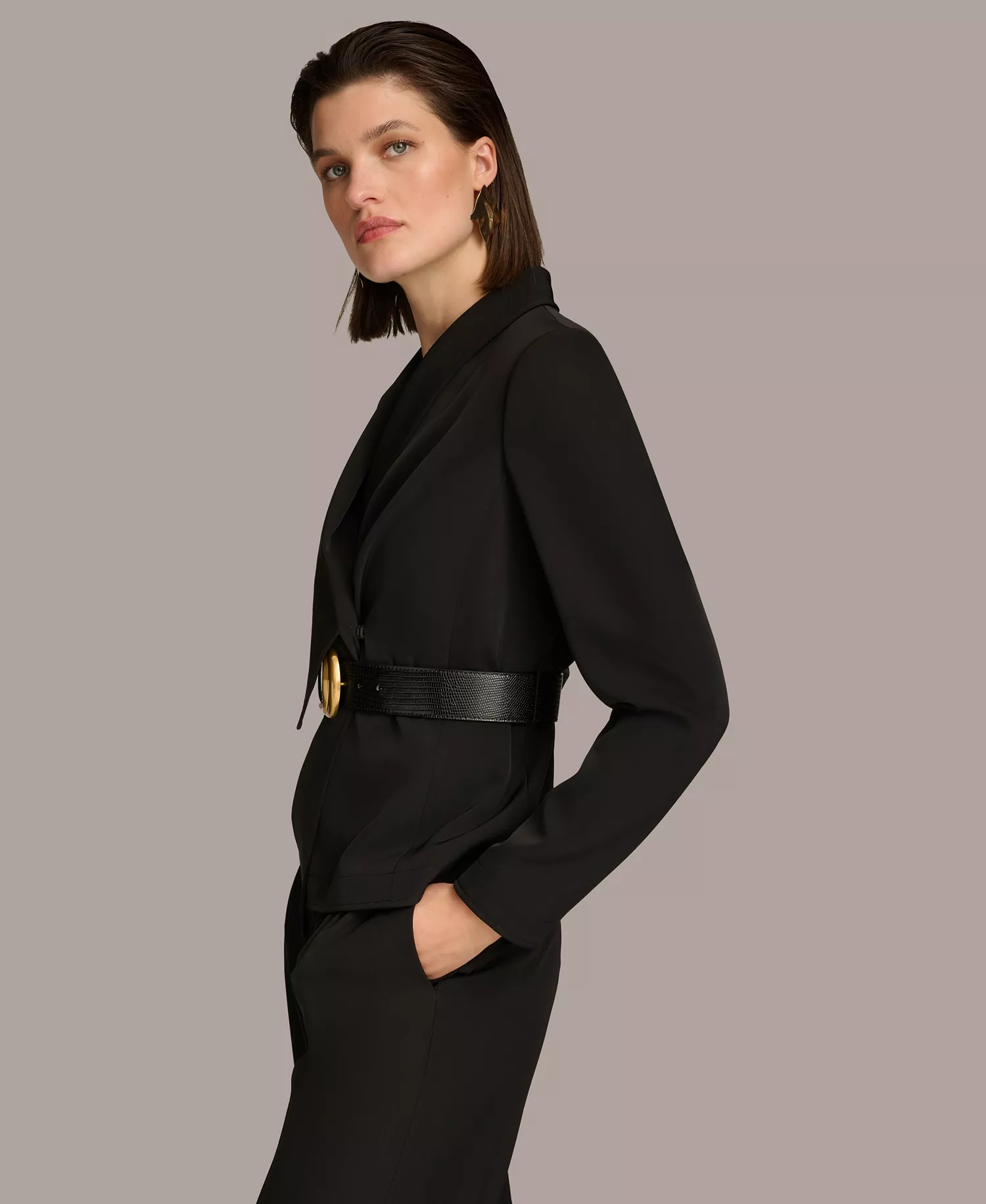 Donna Karan Women's Shawl-Collar Belted Blazer - Black - 0
