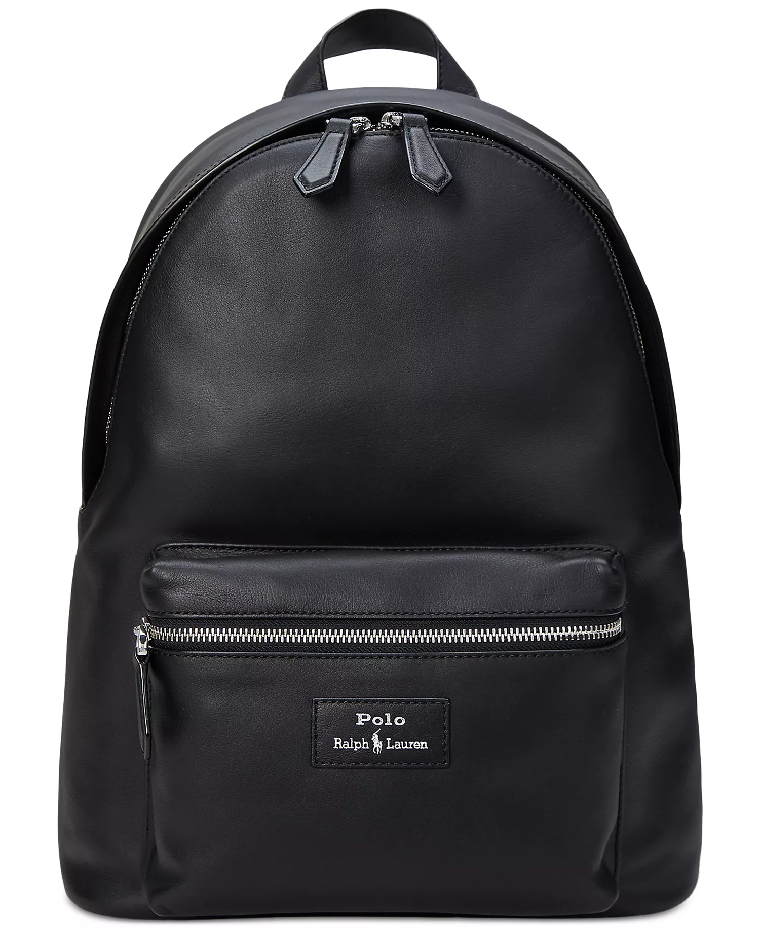 Men's Smooth Leather Backpack - Black - No Size