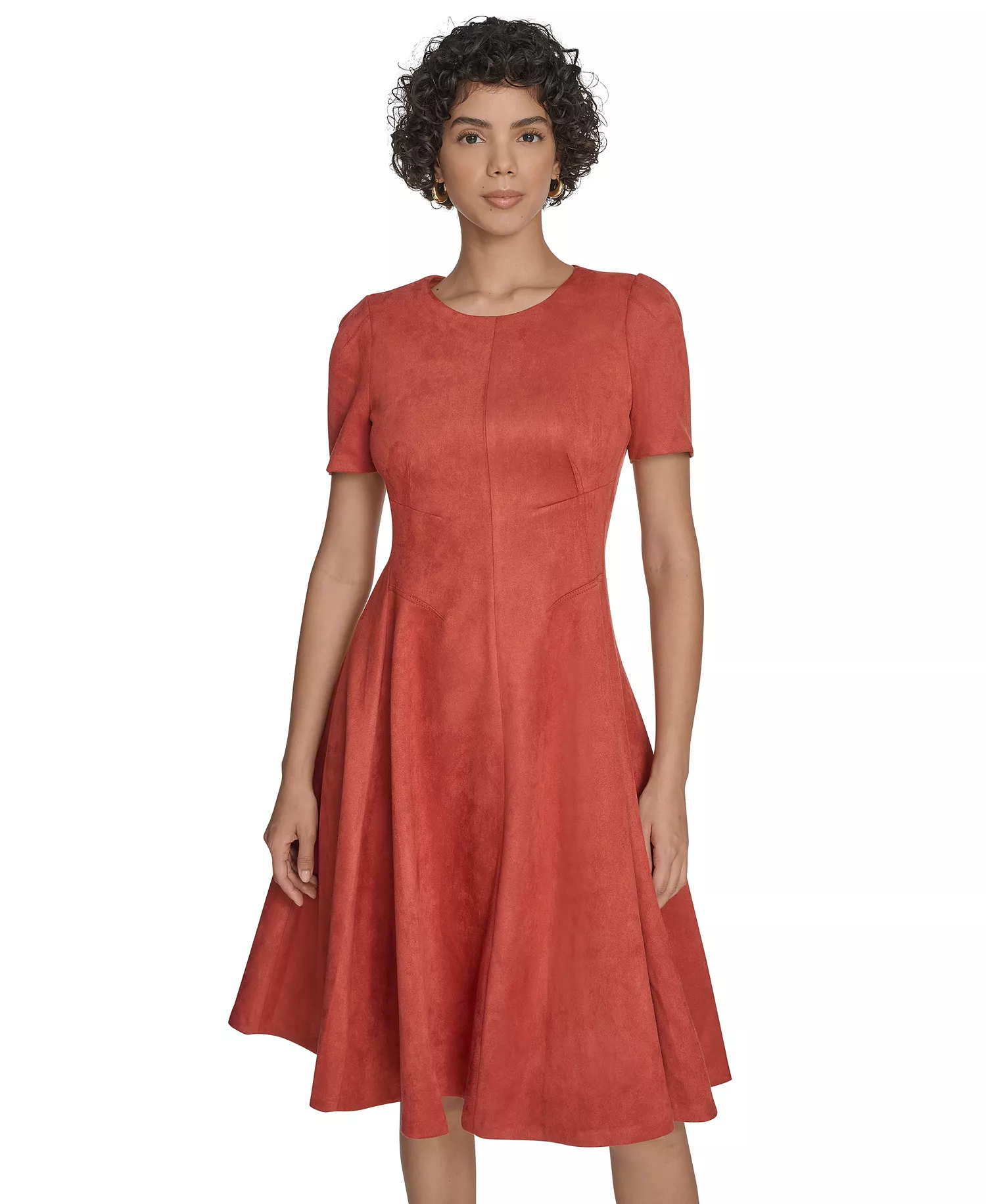 Women's Fit and Flare Short Dress - Chai Tea - 4