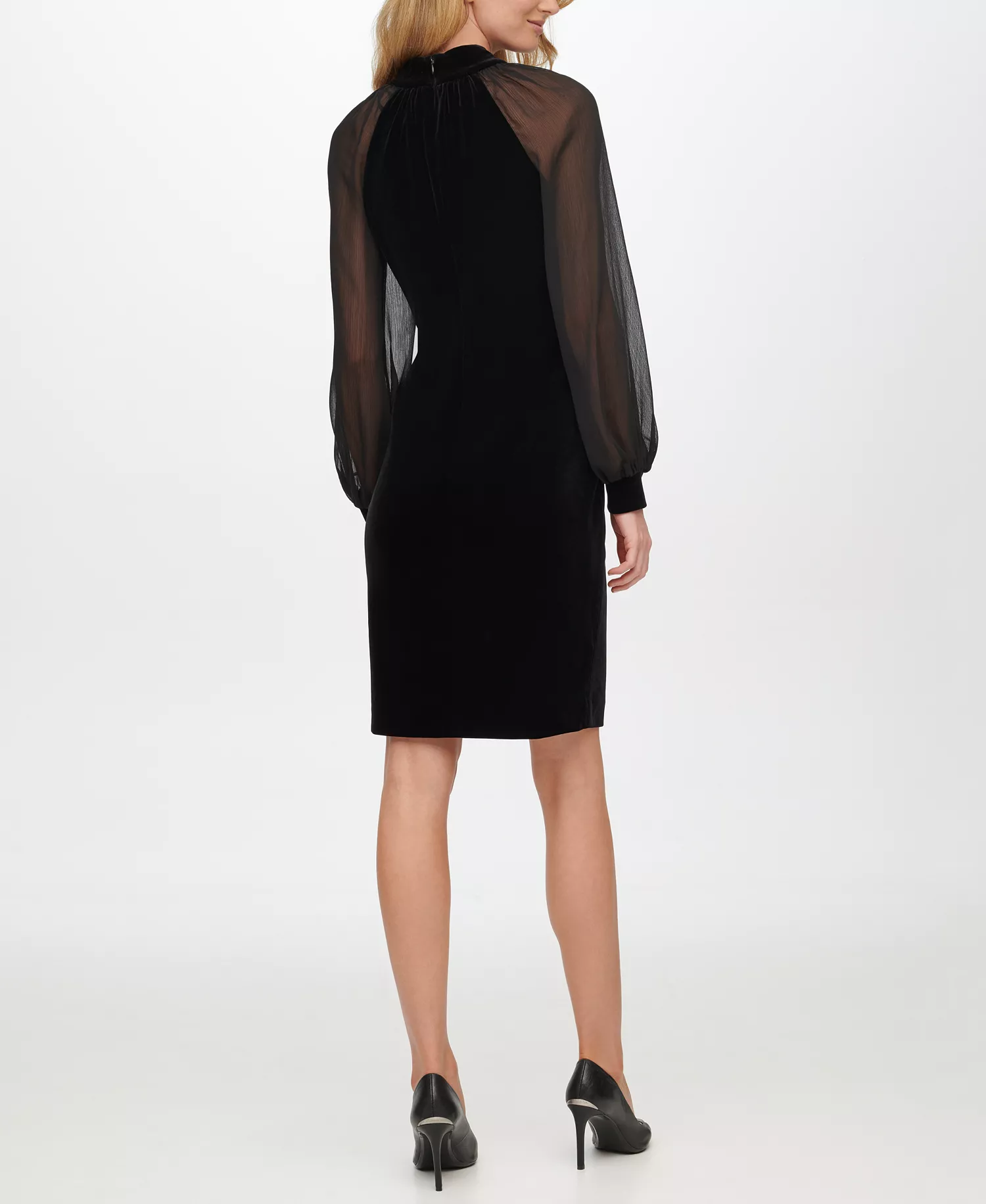 Women's Velvet Mock Neck Dress - BLACK - 14