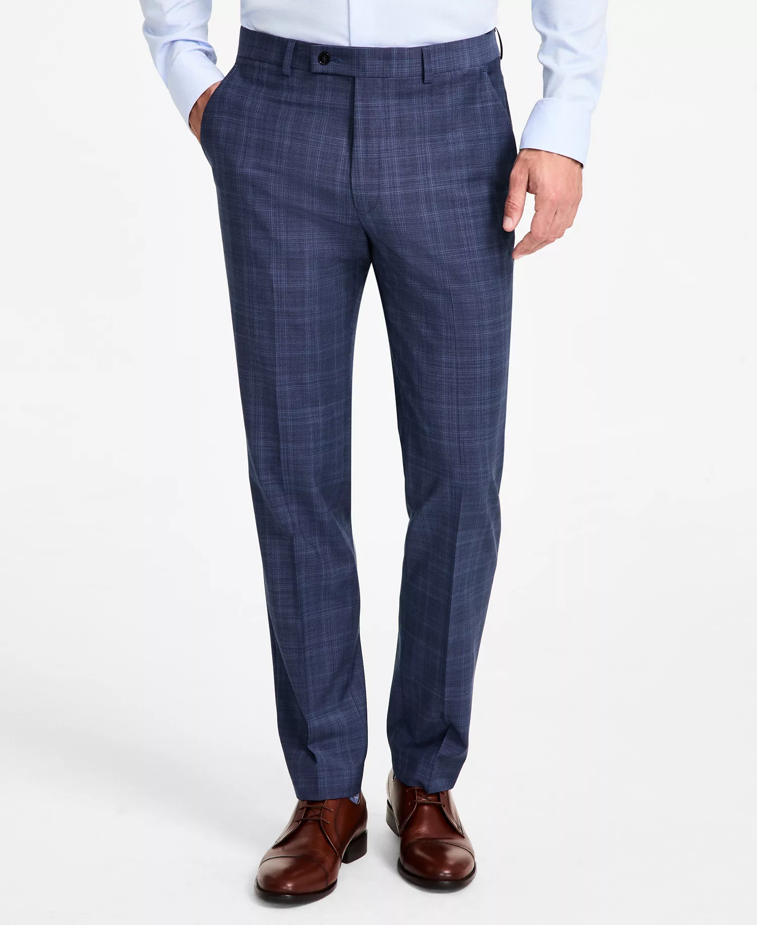 Men's Slim-Fit Wool Blend Suit Pants - Blue - 28 - 29