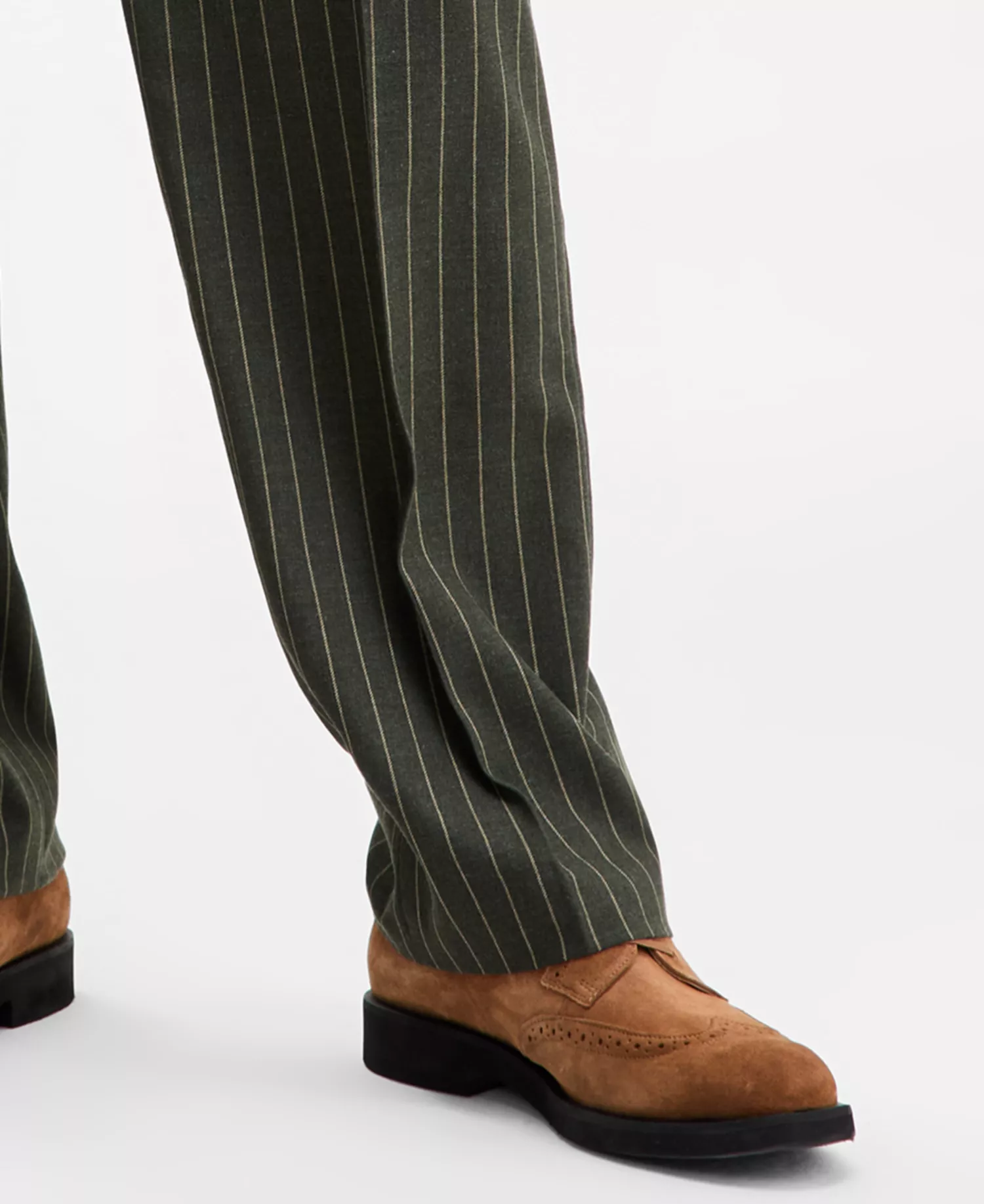 Men's Modern-Fit Pleated Pinstripe Suit Pants - Dark Green - 38R