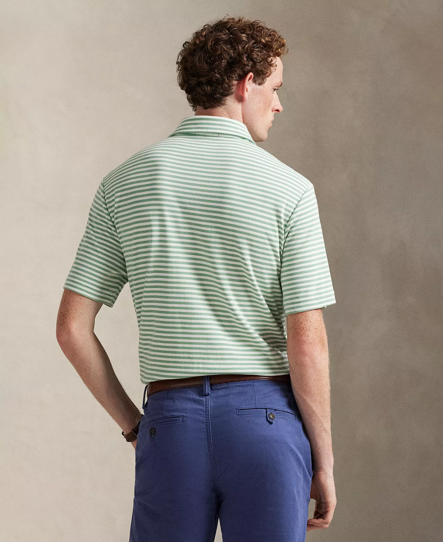 Men's Classic Striped Polo Shirt - Faded Mint/White - 2XL