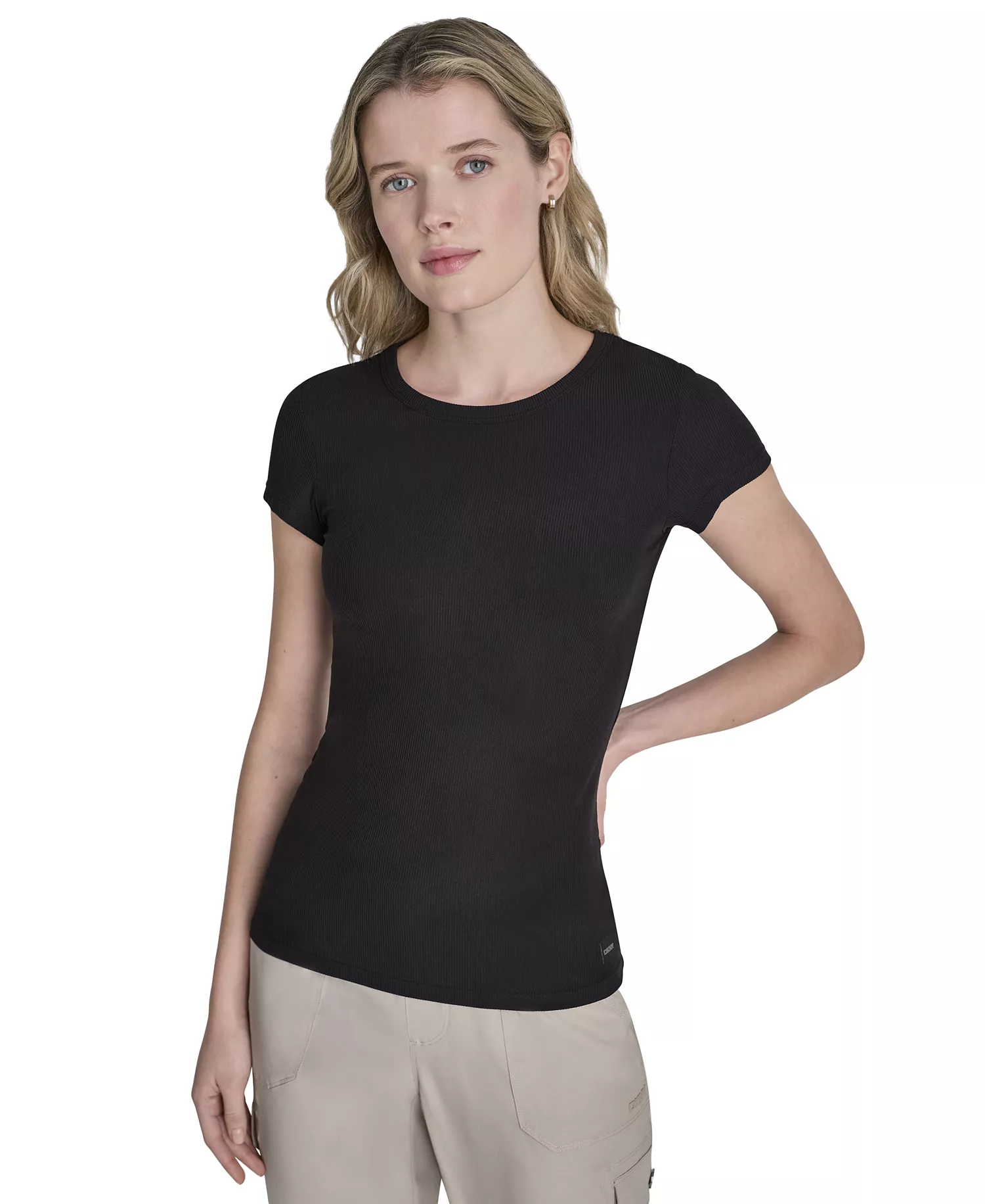 Women's Hudson Rib Crew Neck T-Shirt - Black - L