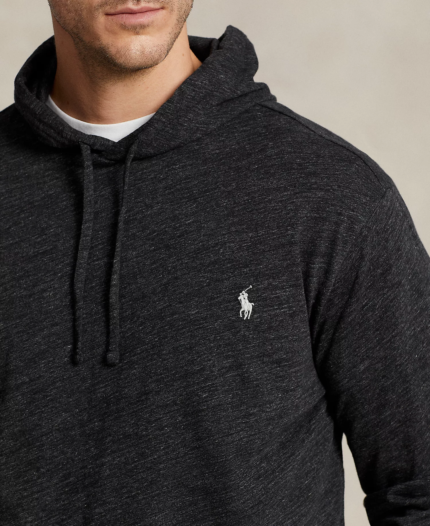 Men's Big & Tall Jersey Hooded T-Shirt - Black Marl Heather - 2LT