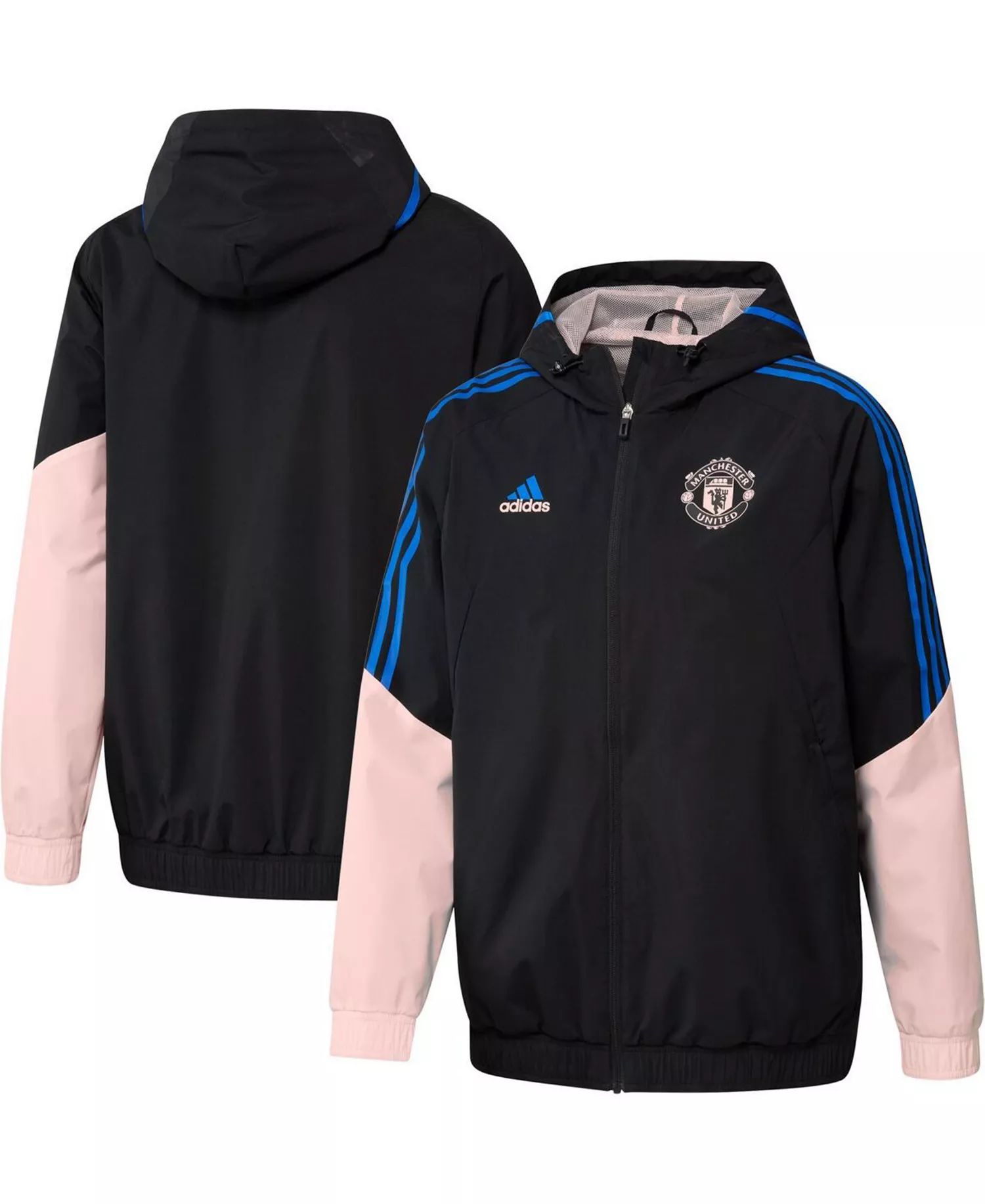 Men's Black Manchester United Training All-Weather Raglan Full-Zip Hoodie Jacket - Black - XL