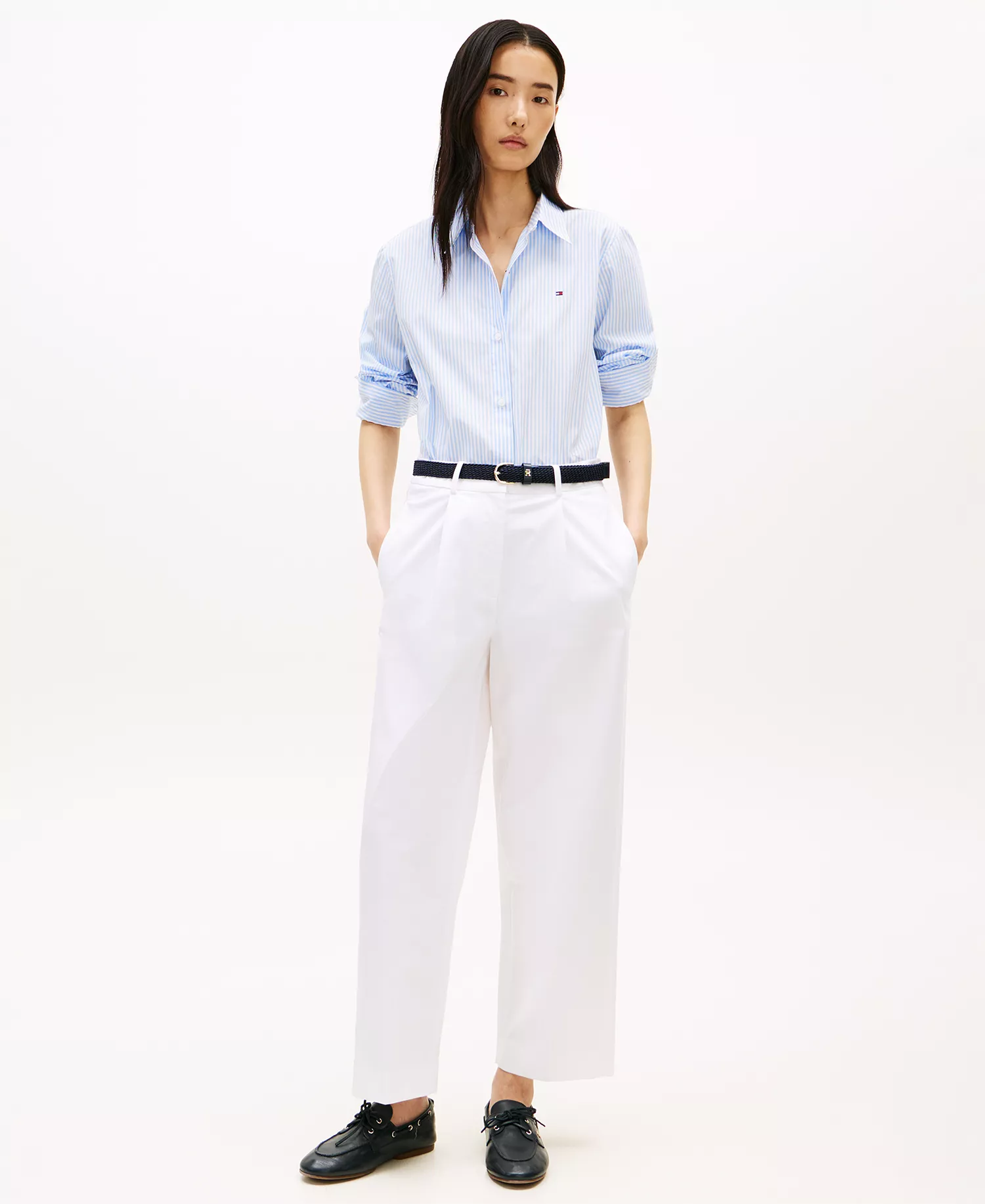 Women's Long-Sleeve Collared Shirt - Blue - L