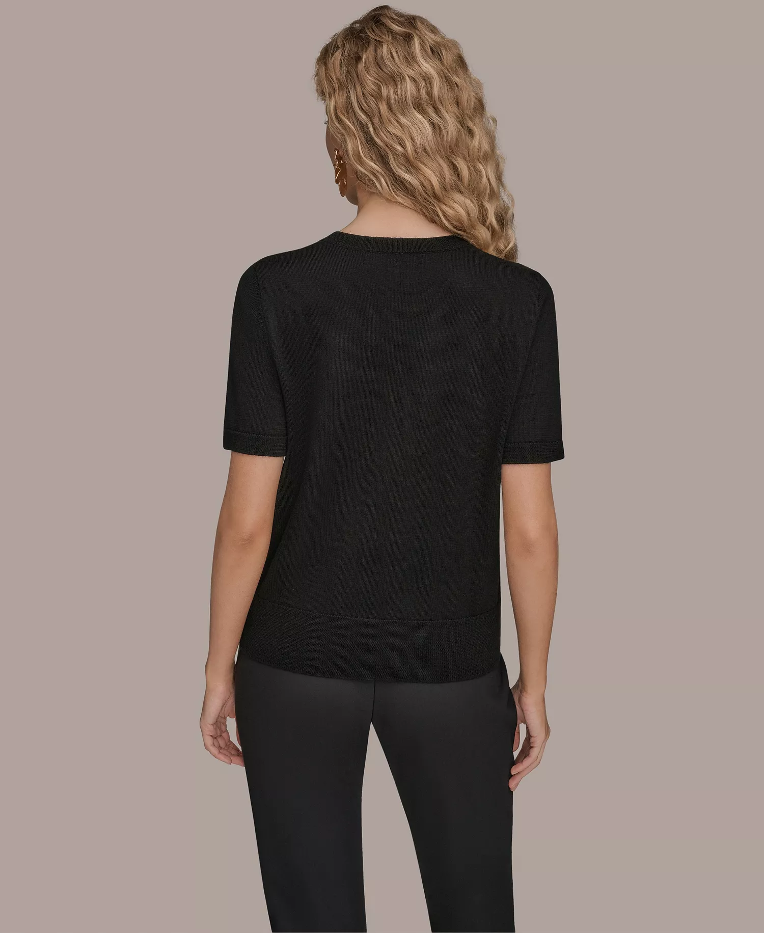 Women's Beaded Crewneck Sweater - Black - L