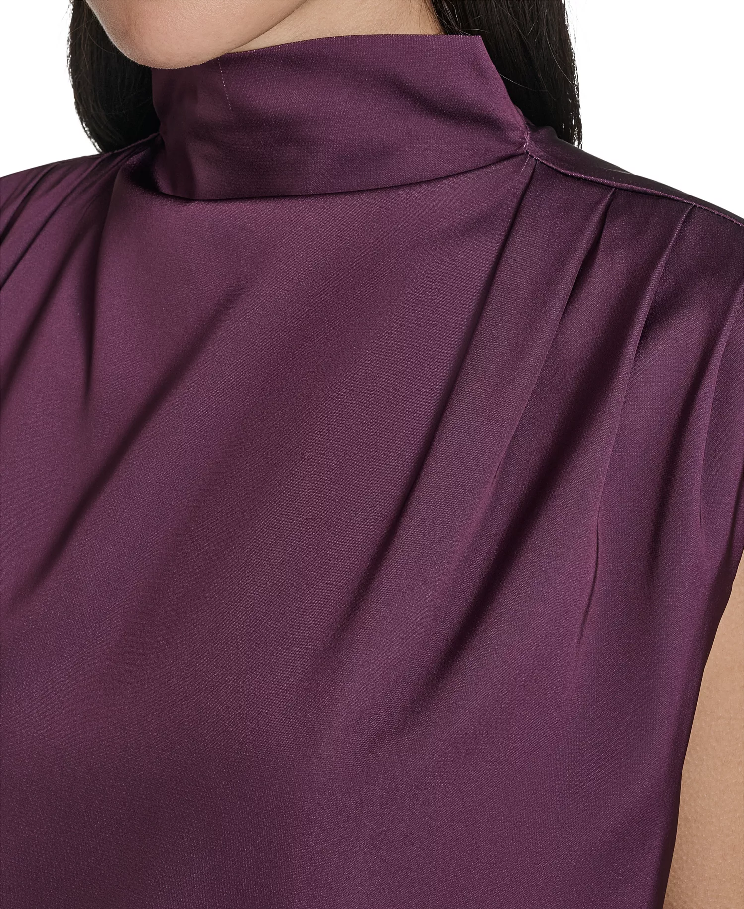 Women's Mock Neck Top - Aubergine - L
