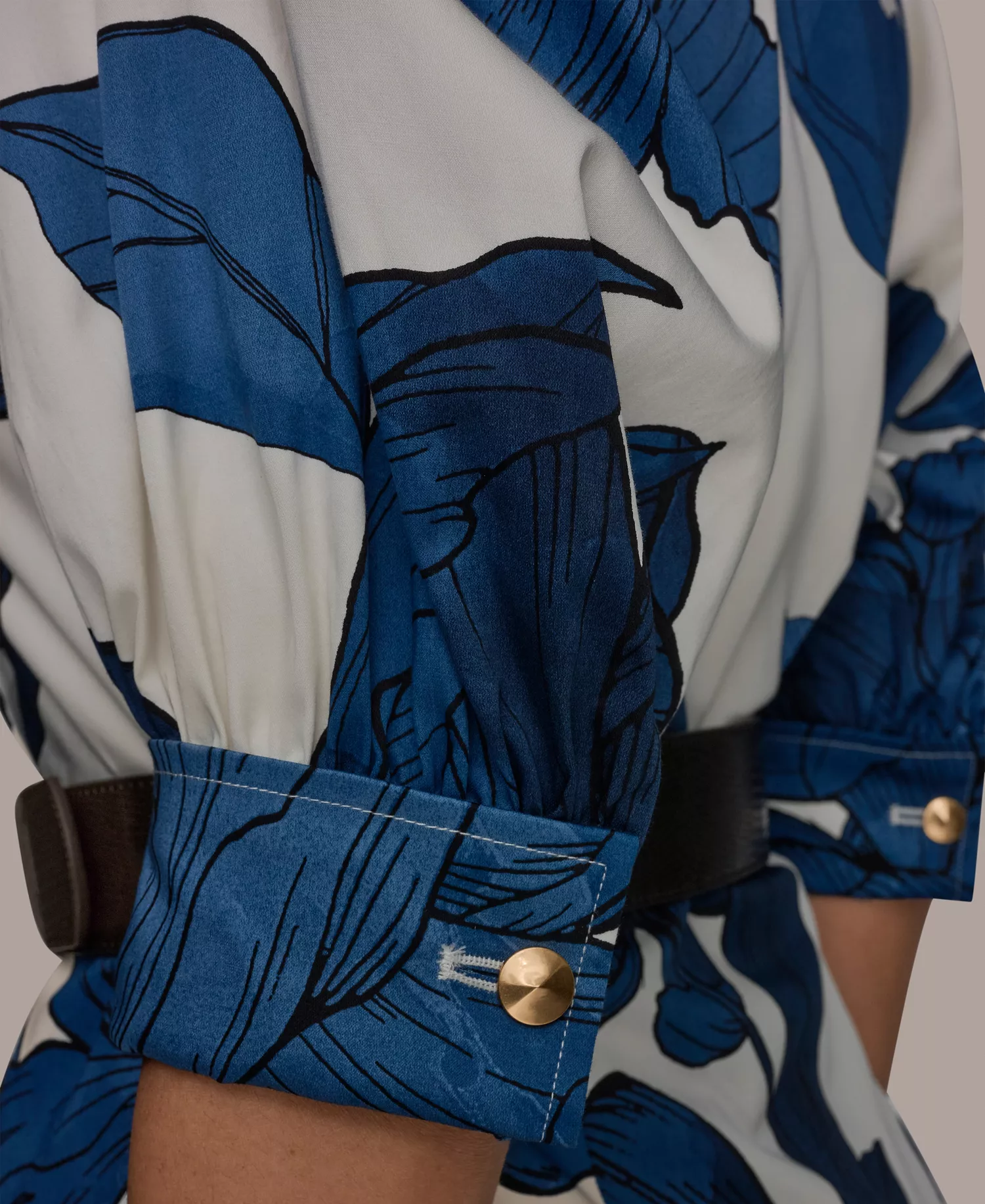 Women's Floral Belted A-Line Shirt Dress - Cream/Nightfall Multi - 0P