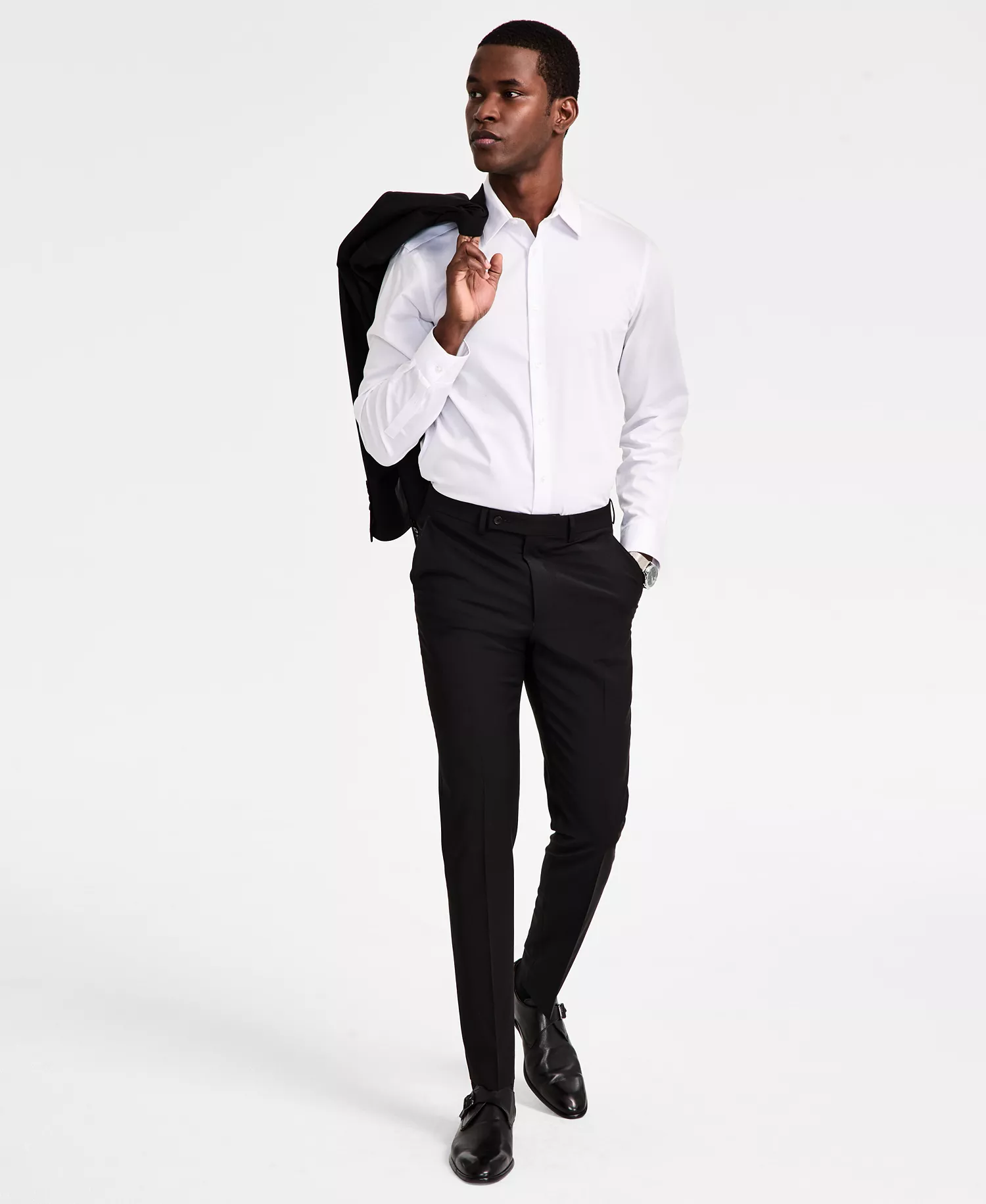 Men's Extra Slim Wool Blend Suit Separates - Black - 28 - 29