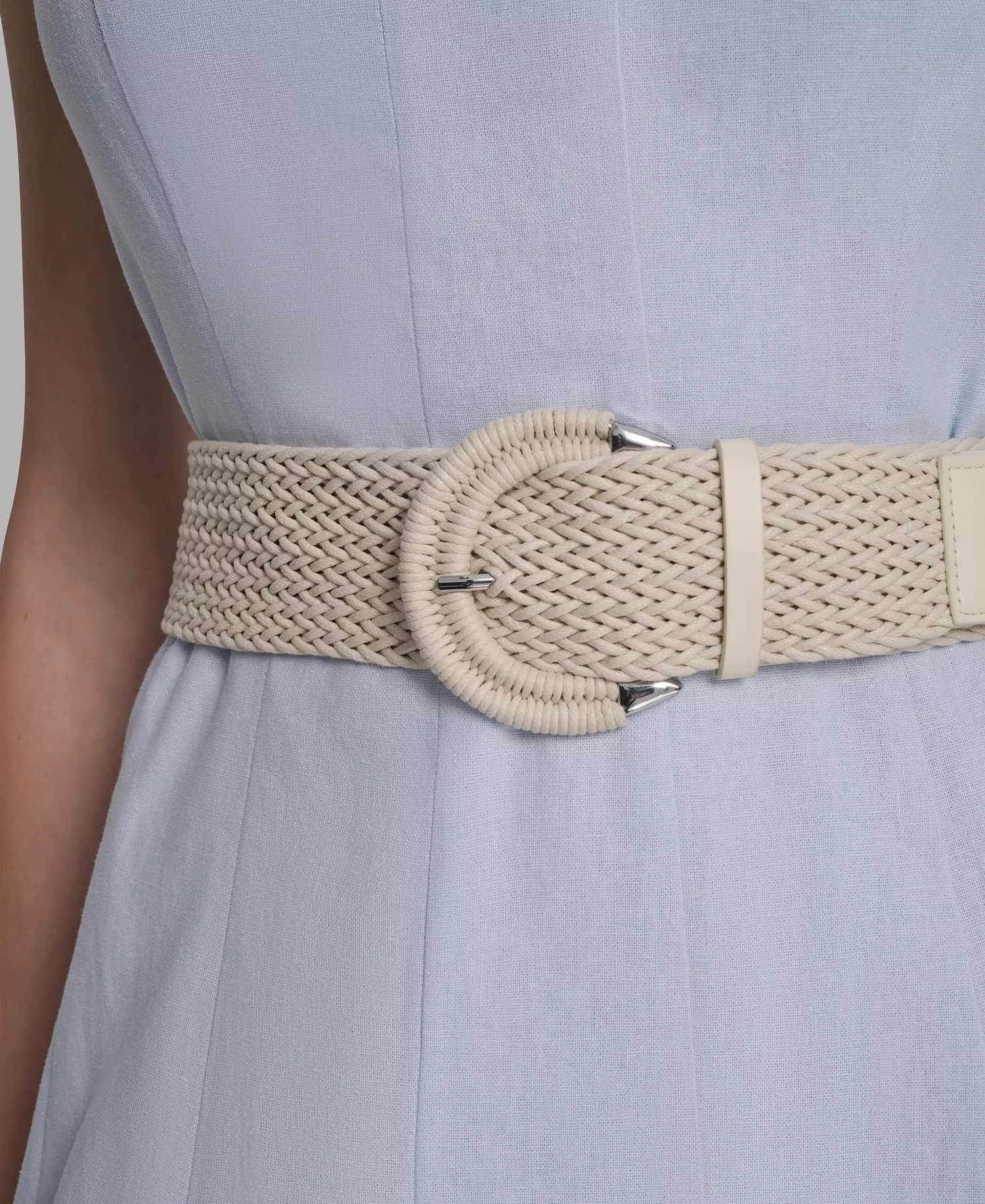 Women's Belted Fit And Flare Boat Neck Midi Dress - Skyway Blue - 10