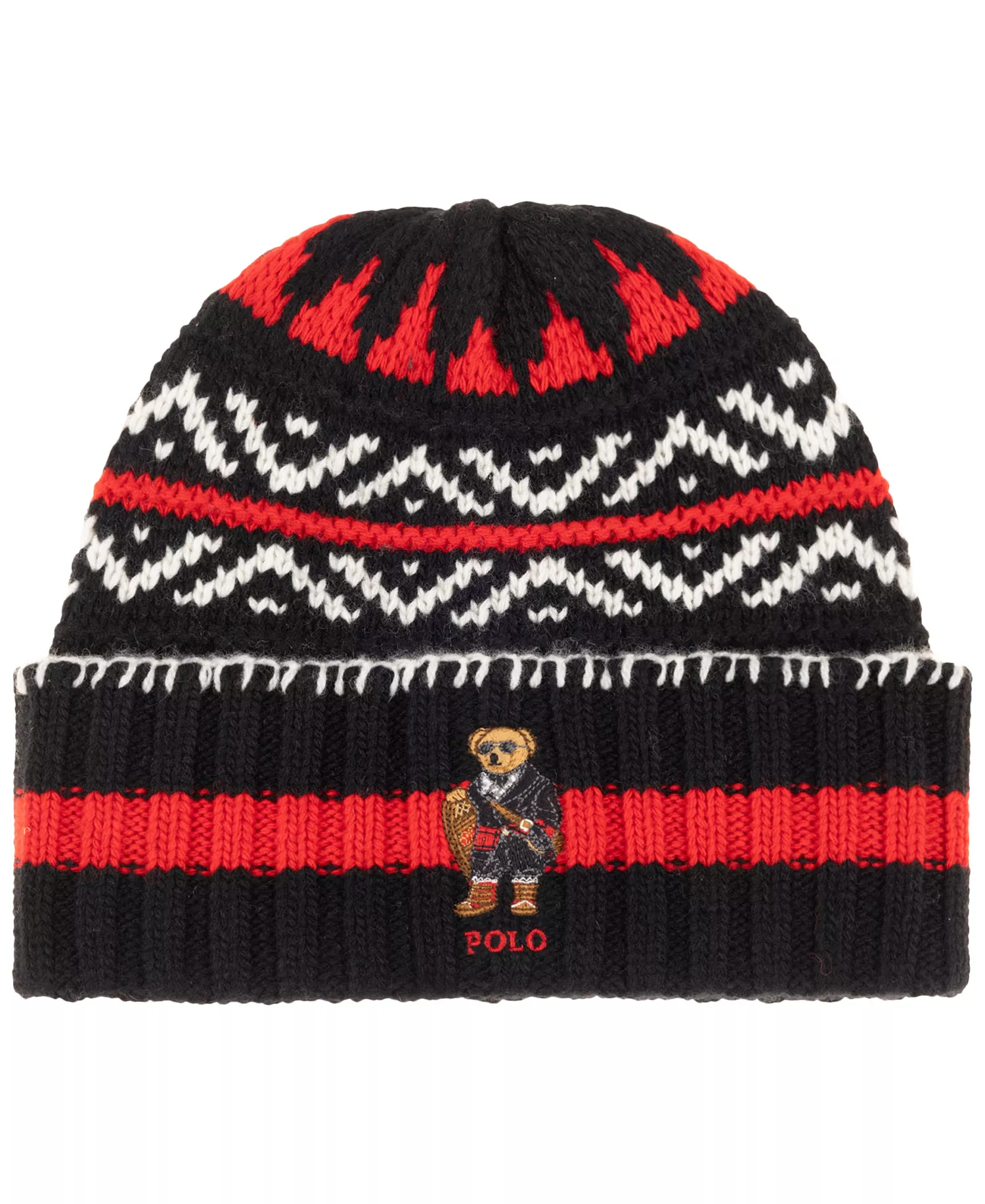 Men's Holiday Bear Beanie - Black Multi - ONE SIZE