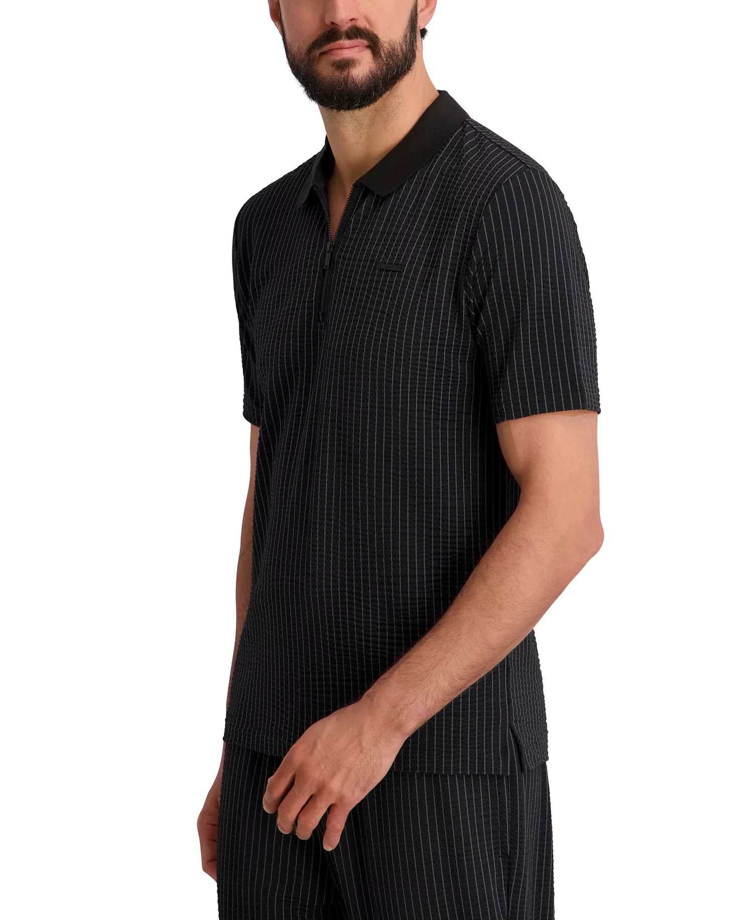 Men's Performance Striped Polo Shirt - Black - 2XL