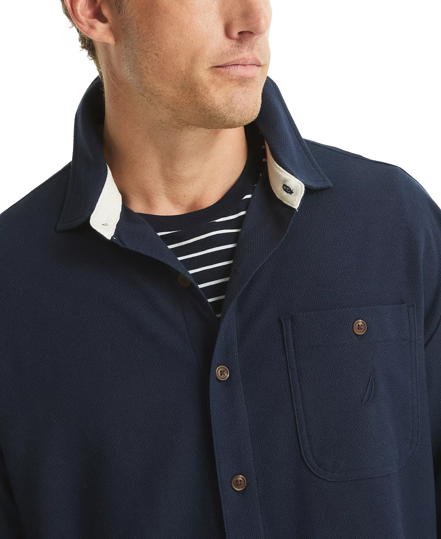 Men's Polo Cut Shirt - Navy Seas - 2XL