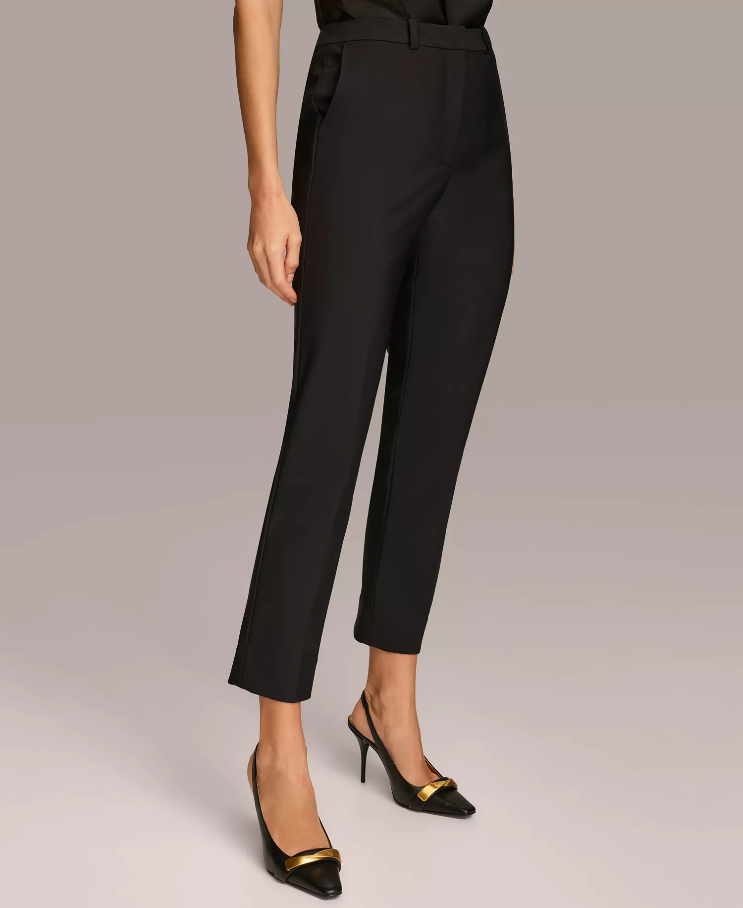 Women's Slim-Leg Ankle Pants - Black - 10