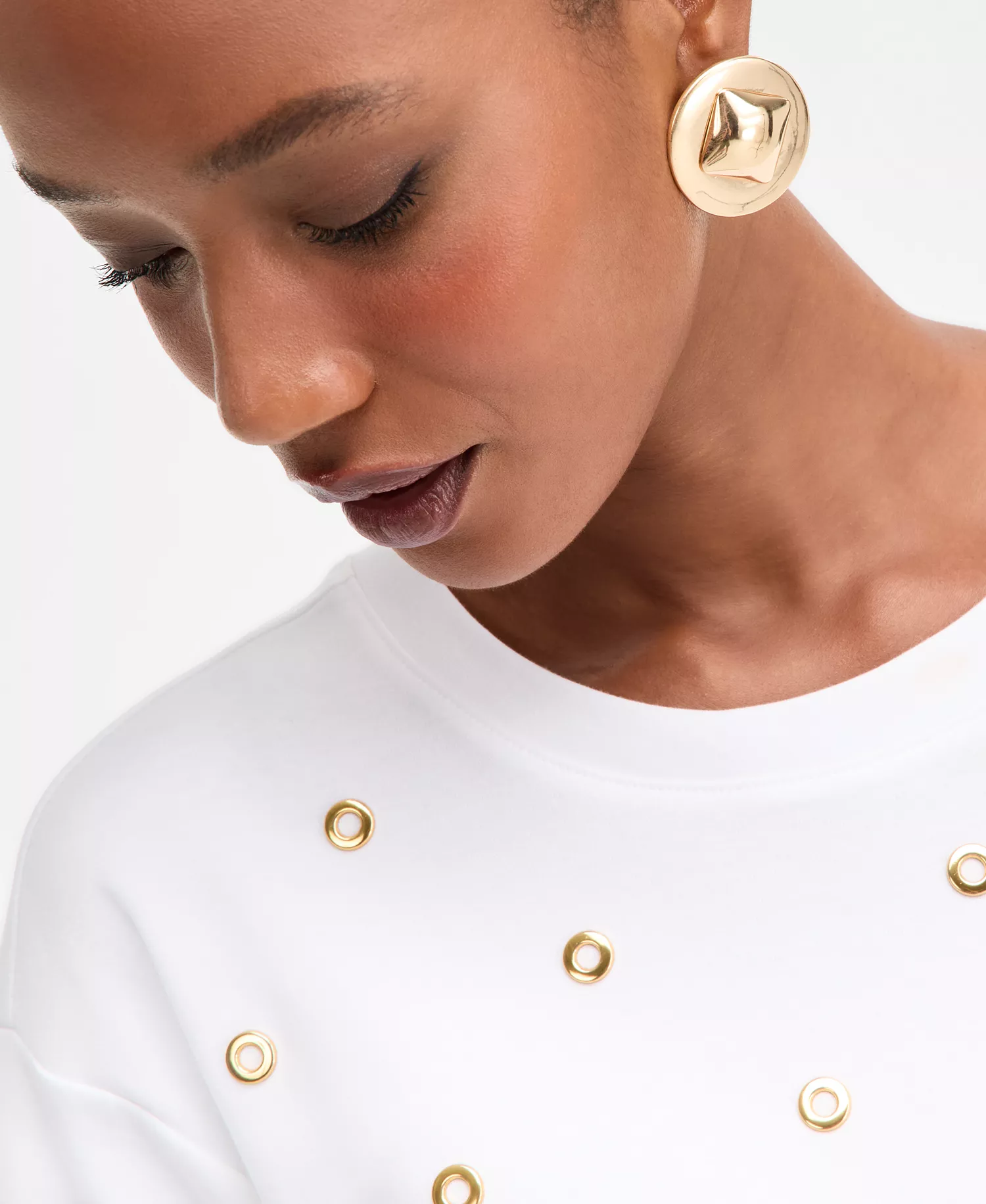 Women's Short-Sleeve Grommet Top, Macy's Exclusive - Bright White - L