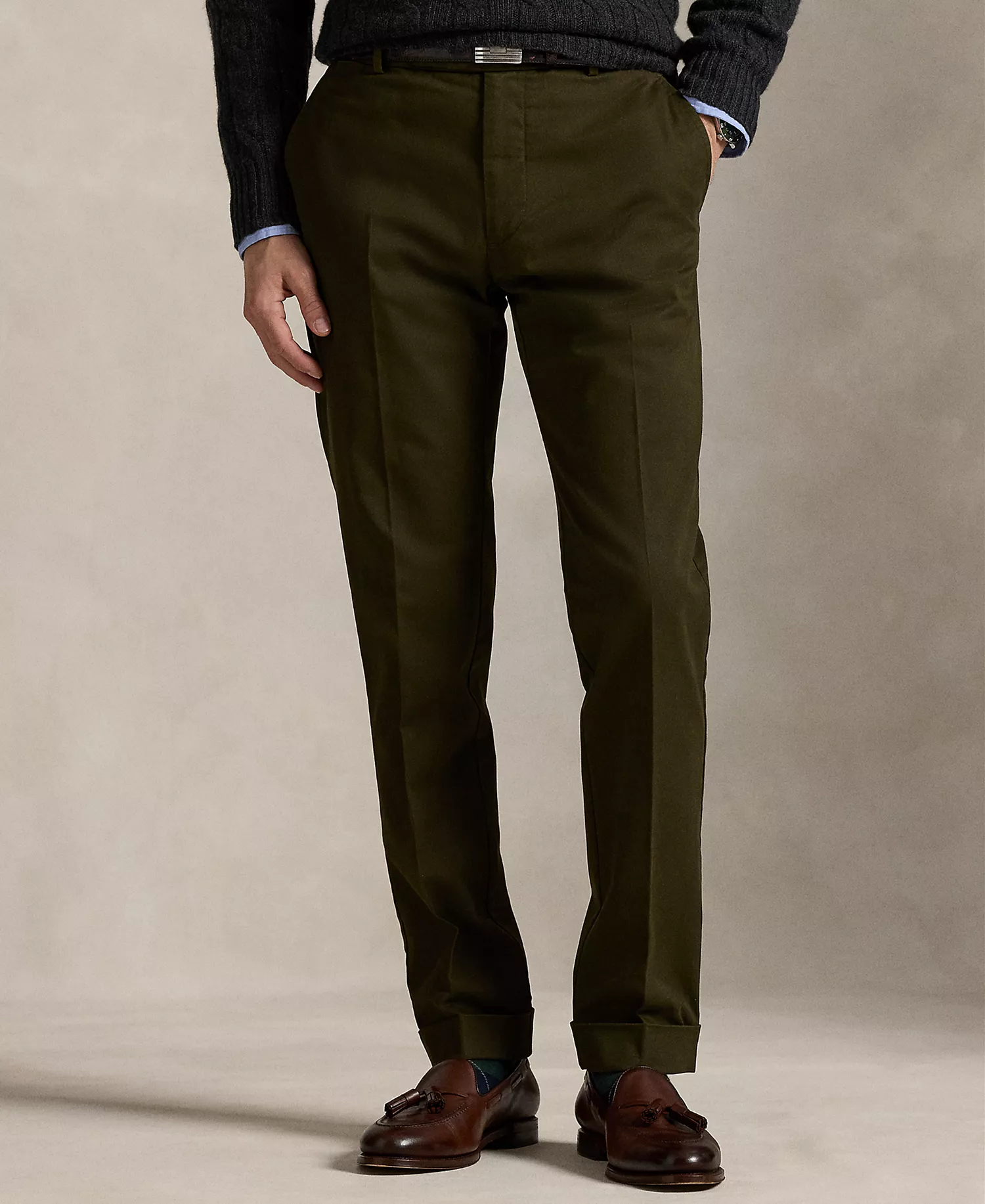 Men's Stretch Chino Suit Trousers - Dark Loden - 30x30