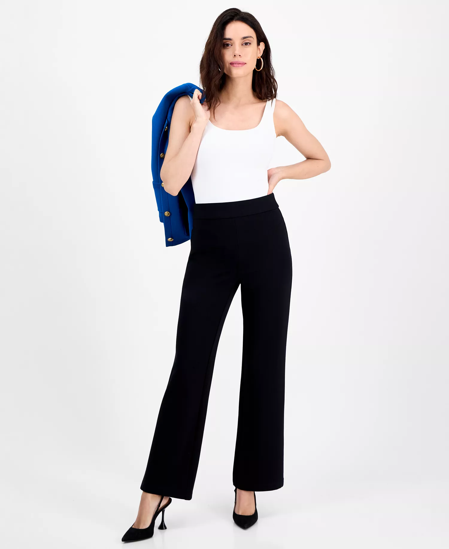 Petite High-Rise Bootcut Pull-On Pants, Macy's Exclusive - Deep Black - P/L