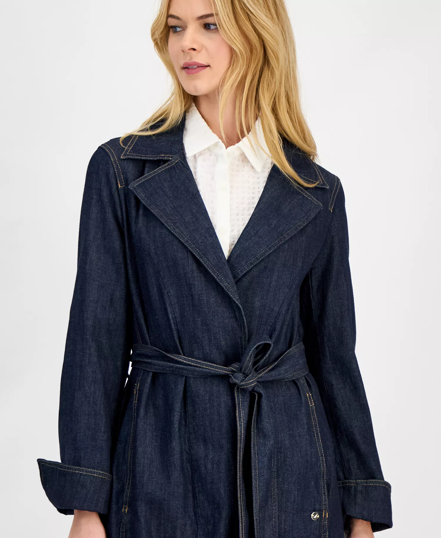 Women's Denim Trench Coat - Rinse - L