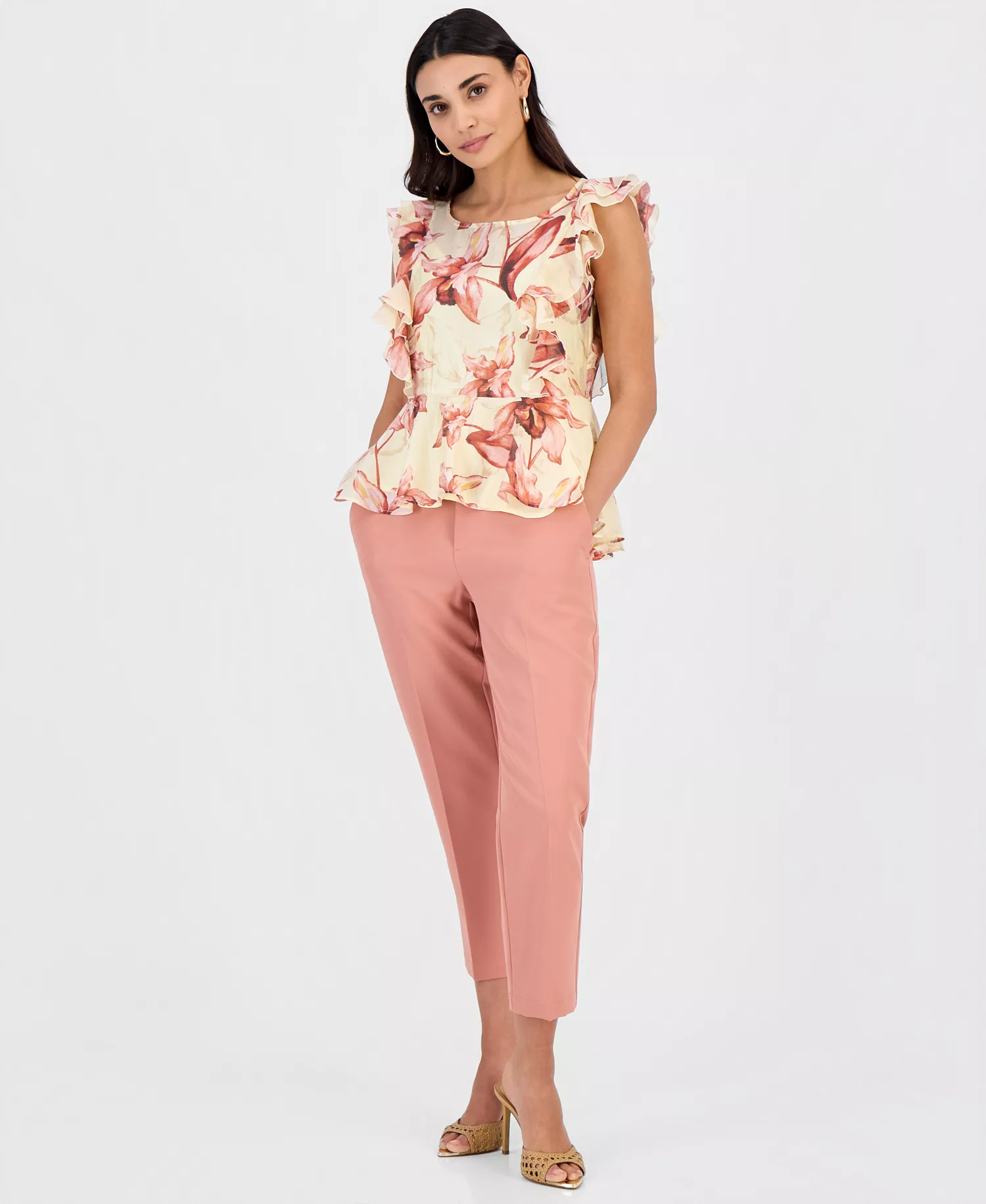 Women's Slim Cropped Trousers, Exclusively at Macy's - Deep Black - 0