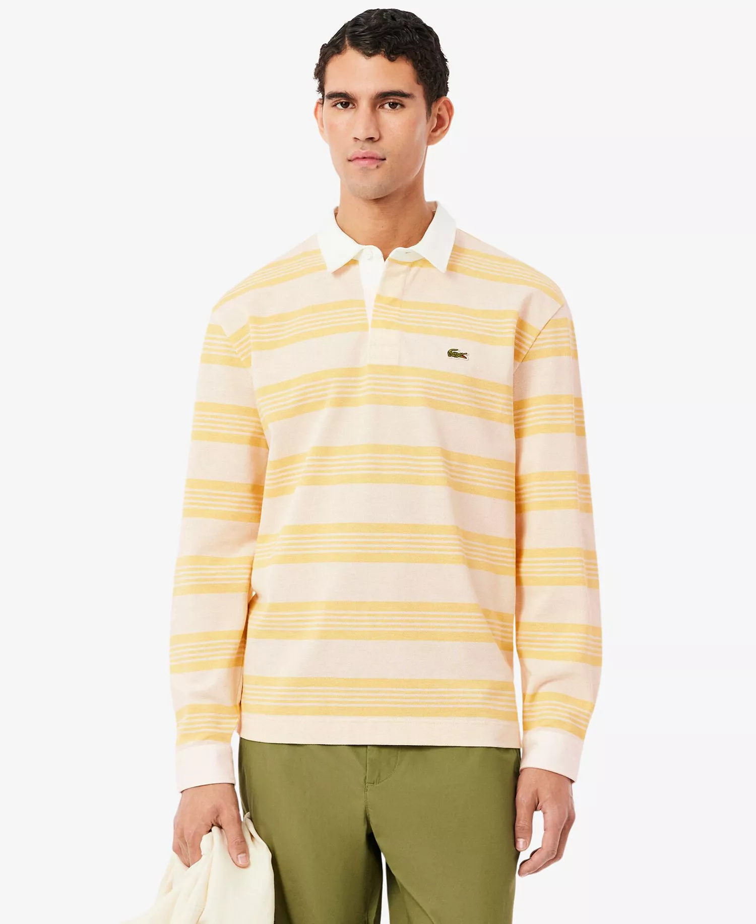 Men's Relaxed-Fit Striped Piqu Rugby Polo Shirt - Aphylla/Blackbird - 3XL