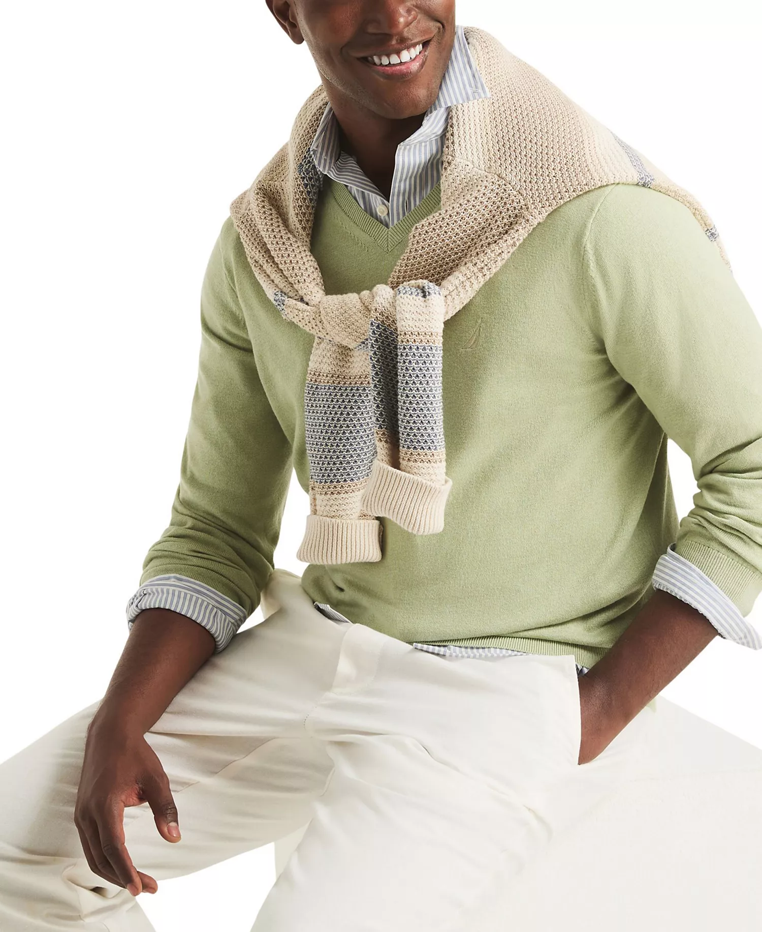 Men's Performance V-Neck Sweater - Delta Moss - 2XL