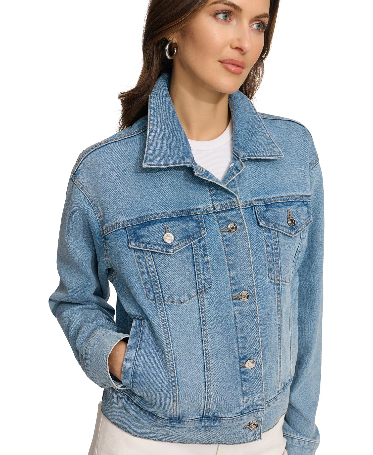 Women's Foundation Denim Trucker Jacket - Medium Wash Denim - L