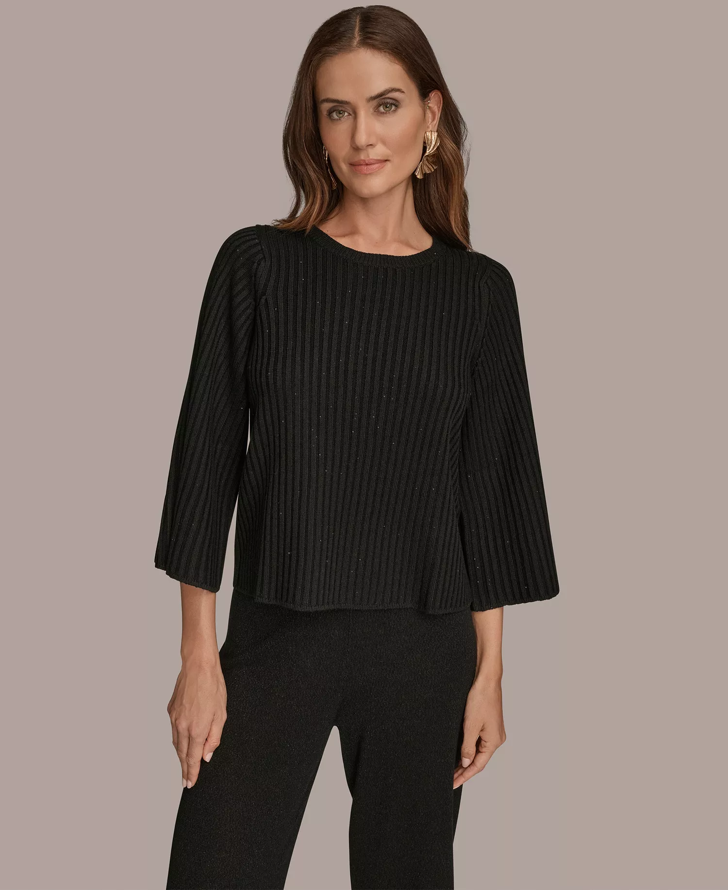 Women's Micro Sequin Embellished Sweater - Black - M