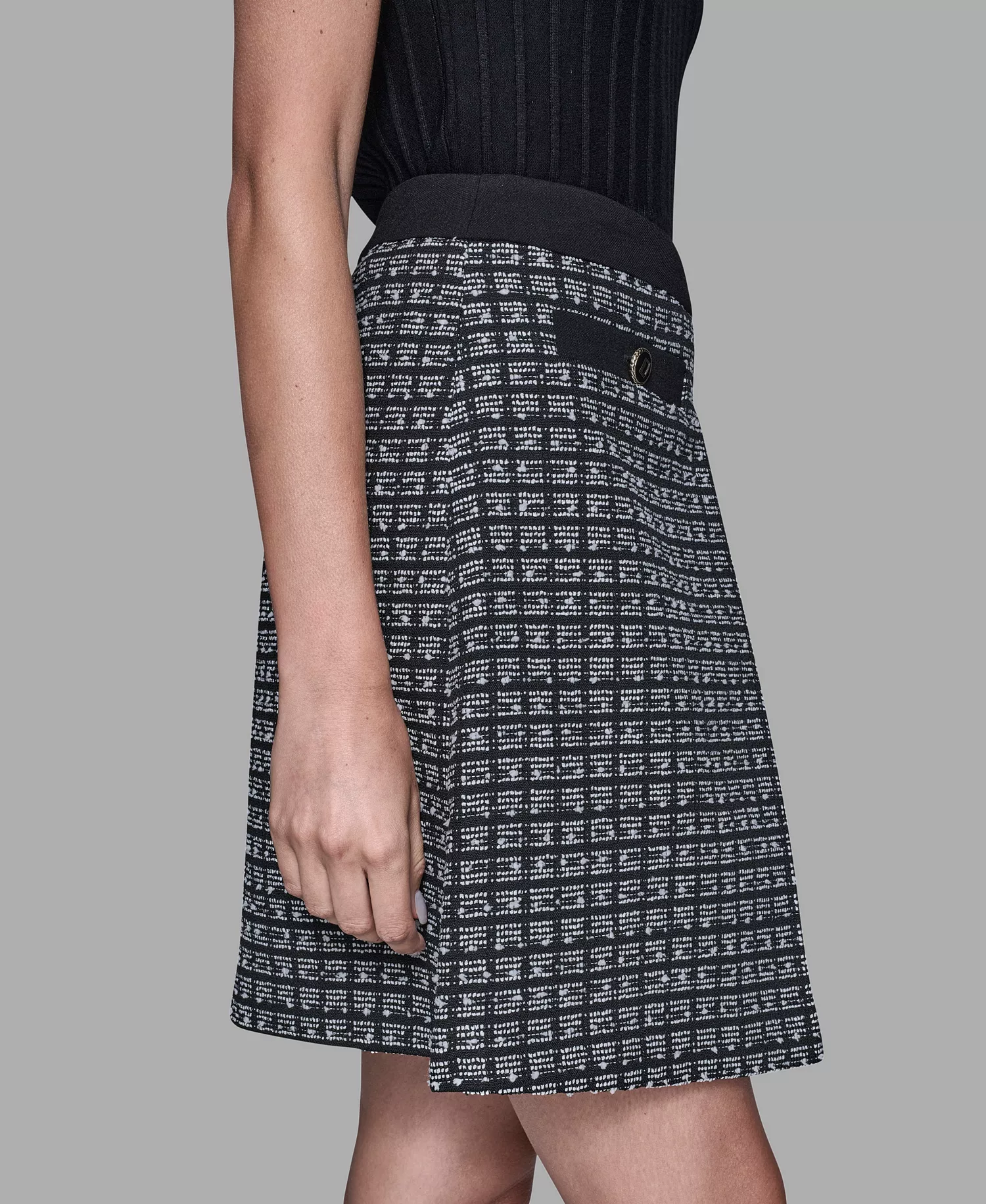 Women's Tweed Mini Skirt - Black/soft White - 0