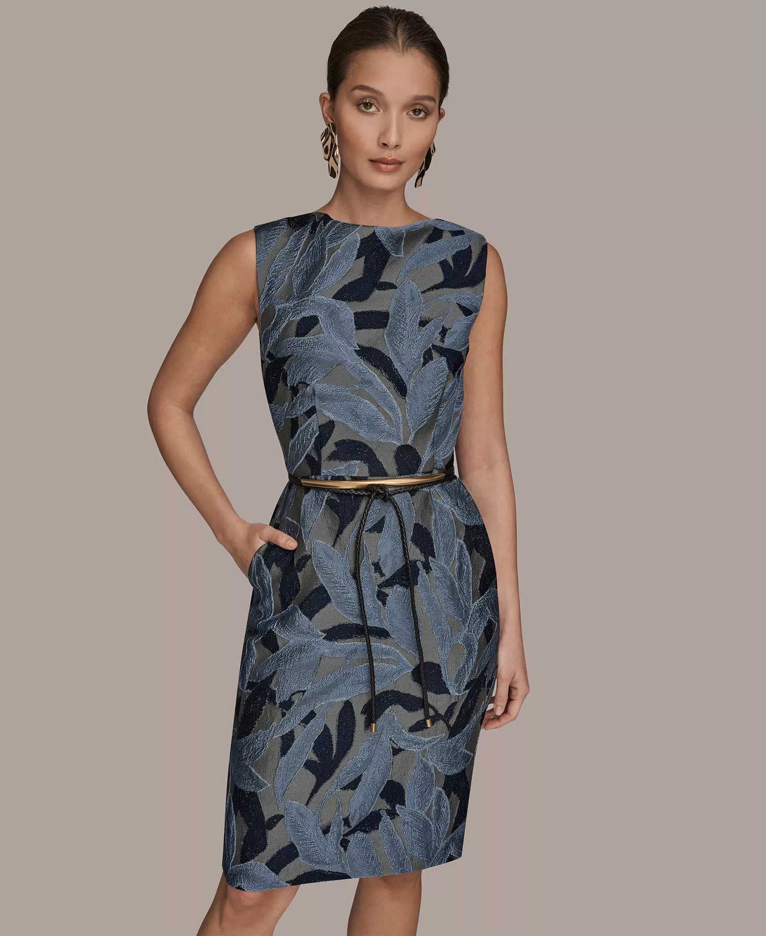 Women's Crewneck Sleeveless Dress - Blue gray - 10